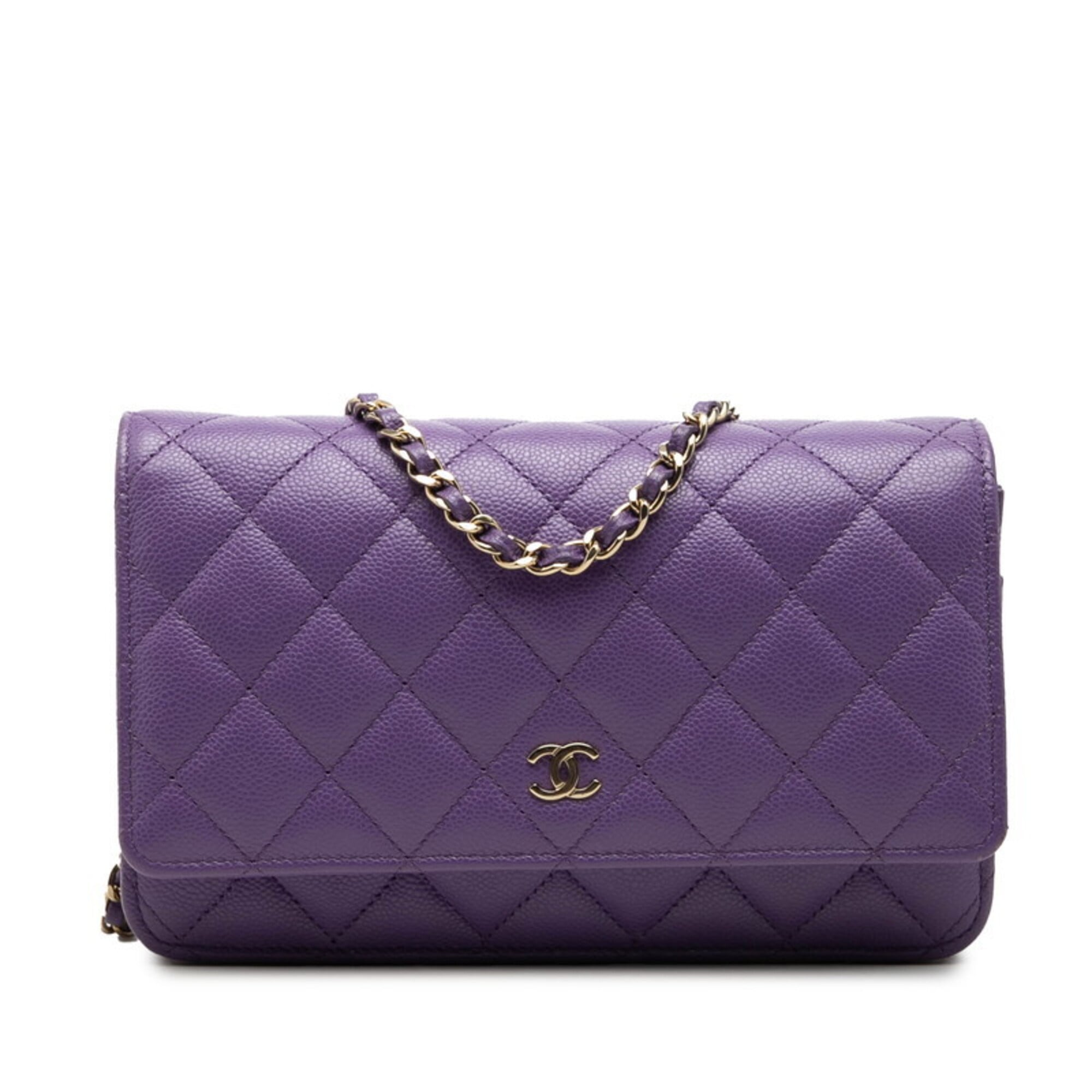 Chanel Matelasse Gold Purple Grained Calfskin Shoulder Bag (Pre-Owned)