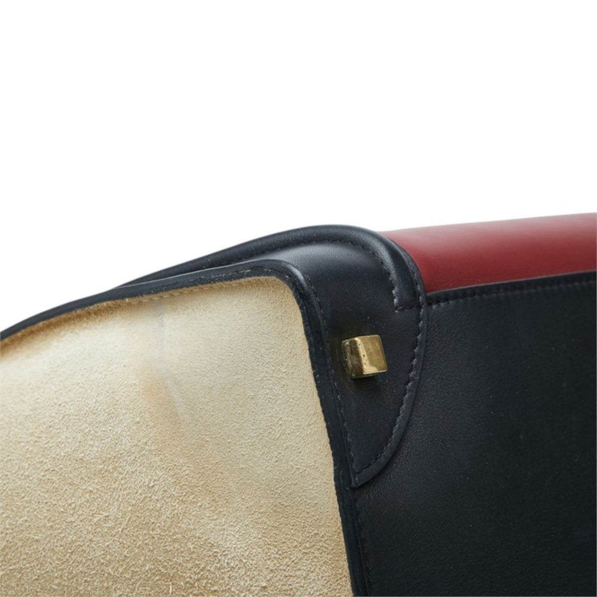 Celine Beige Black Bordeaux Leather Suede Handbag Tote Bag (Pre-Owned)