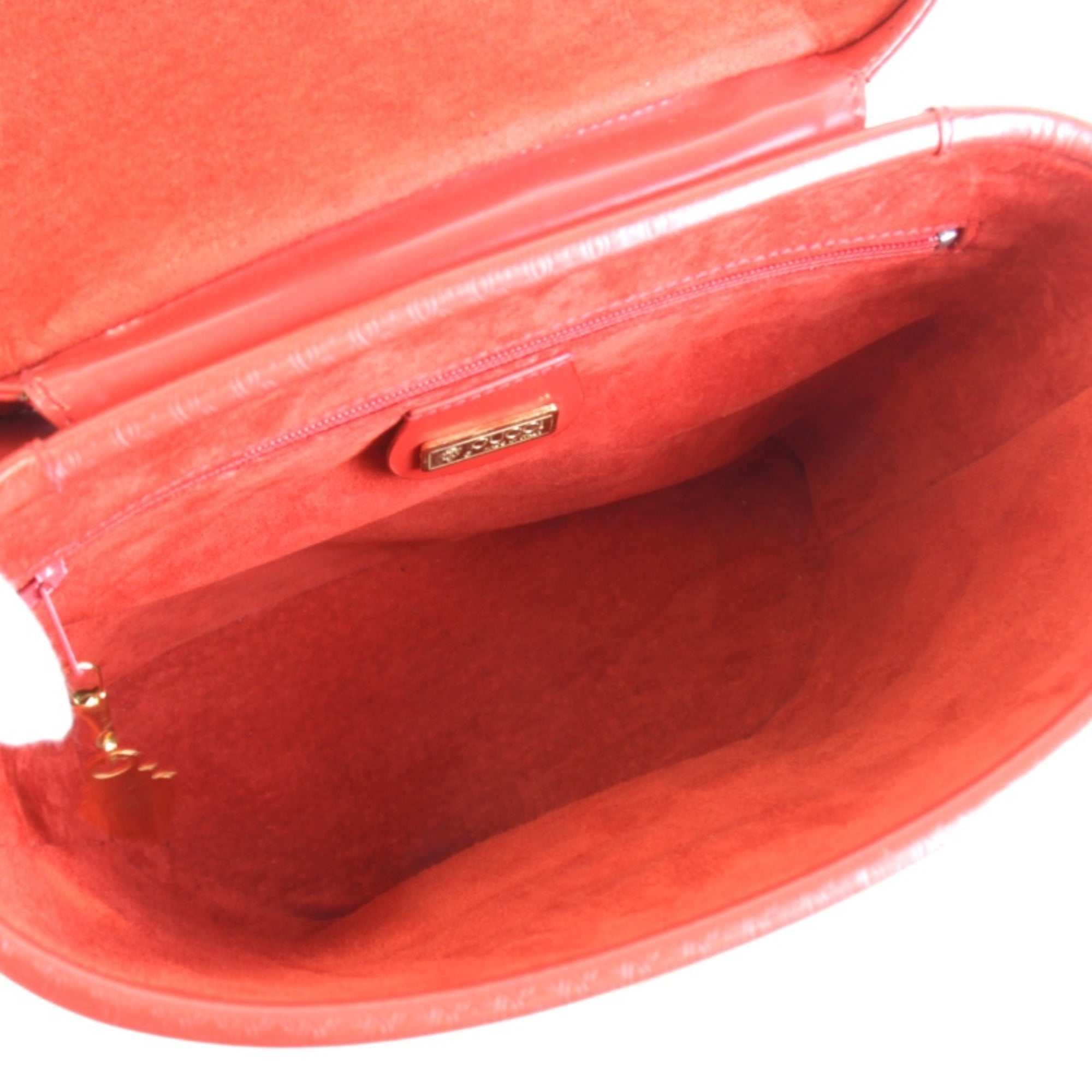 Gucci Red Color Leather Shoulder Bag (Pre-Owned)