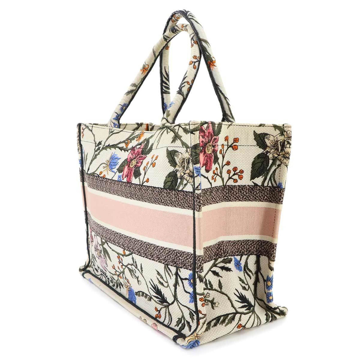 Christian Dior Multi-Color White Canvas Handbag Tote Bag (Pre-Owned)