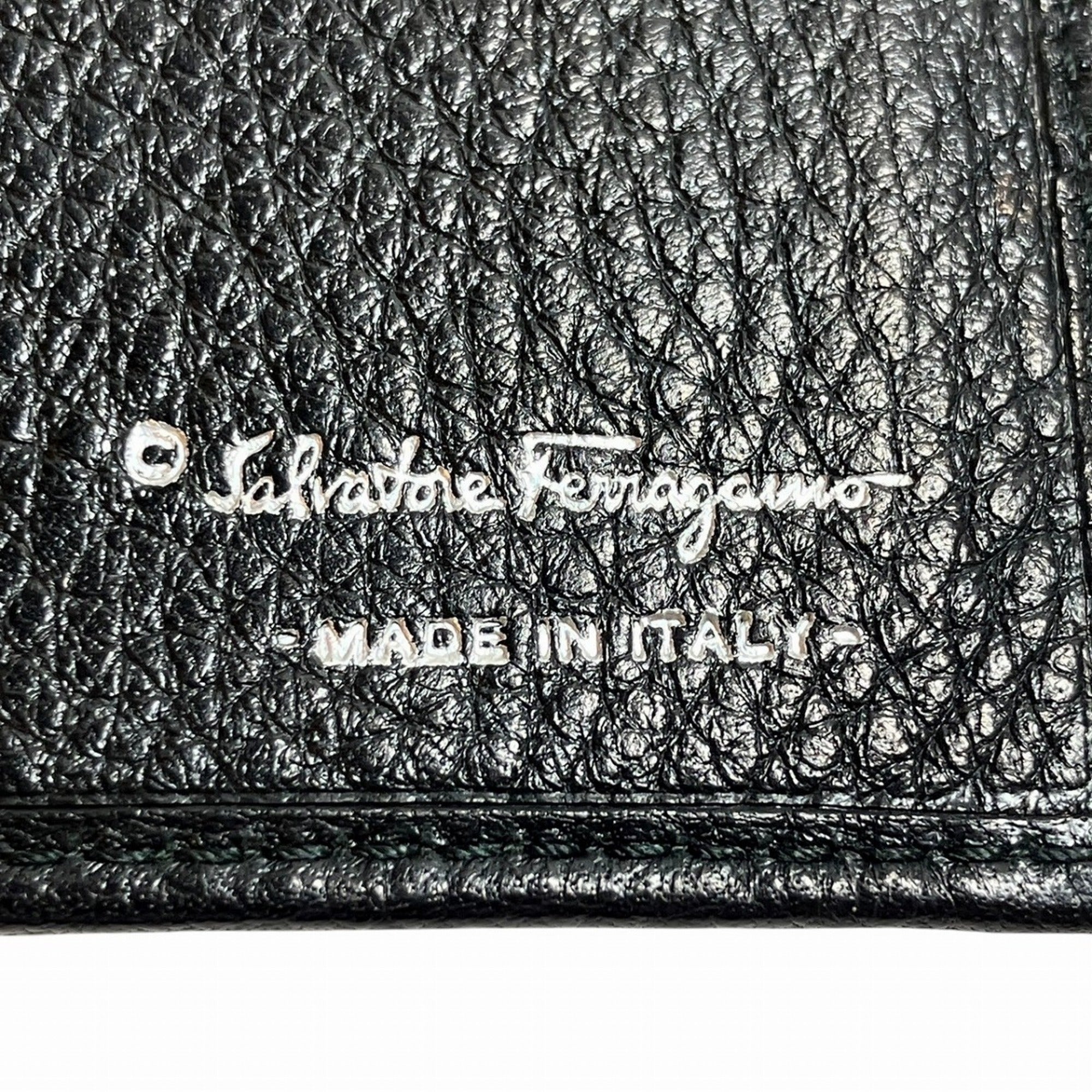 Salvatore Ferragamo Black Leather Long Wallet (Bi-Fold) (Pre-Owned)