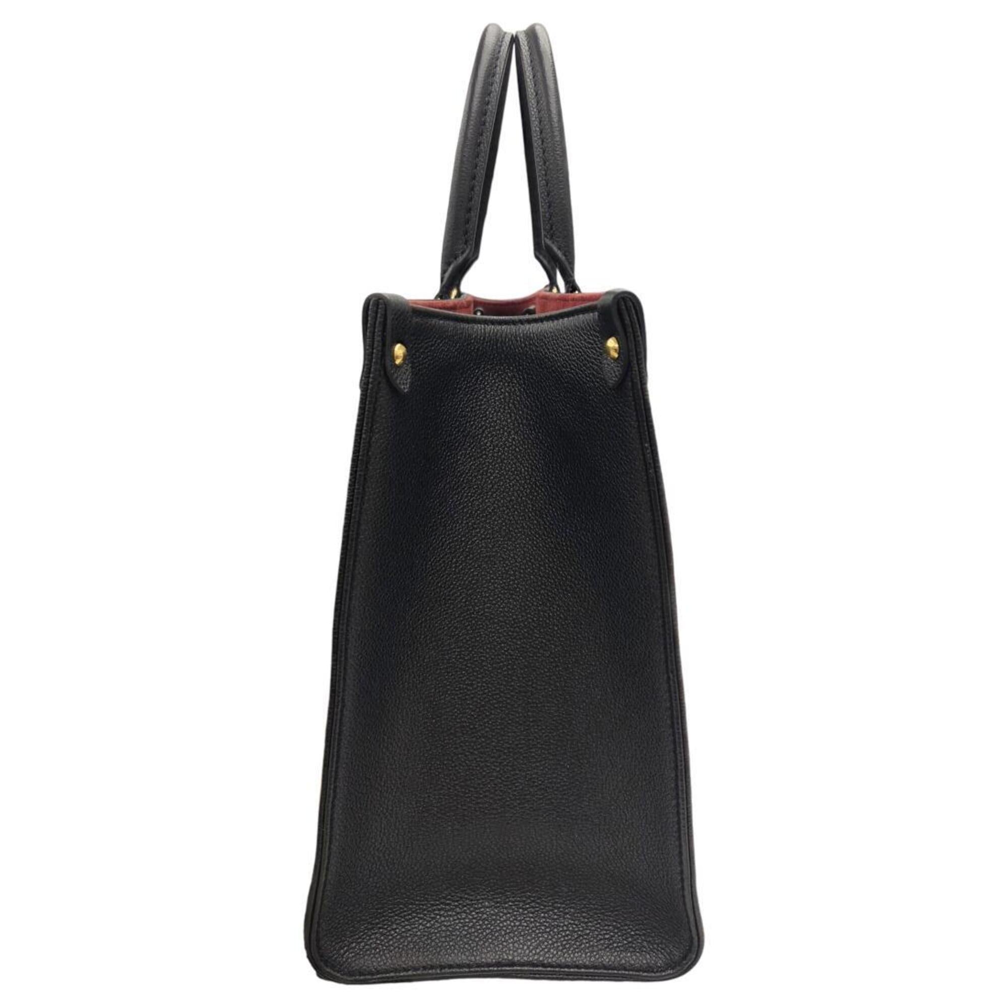 Louis Vuitton Beige Black Leather Handbag Tote Bag (Pre-Owned)