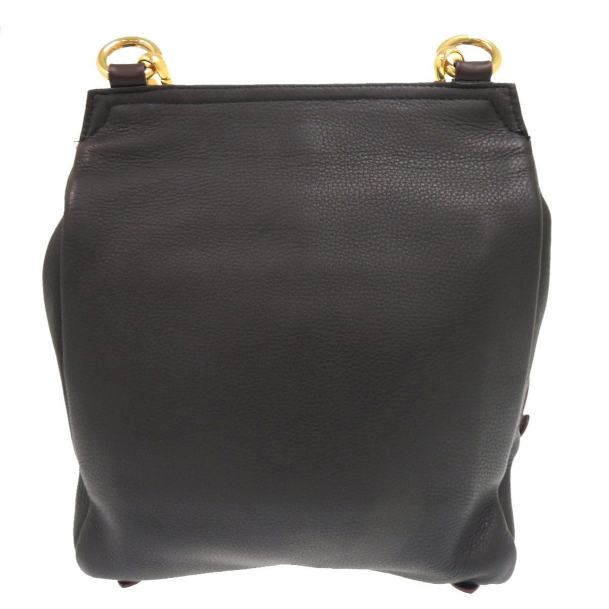 Burberry Black Dark Brown Leather Shoulder Bag (Pre-Owned)