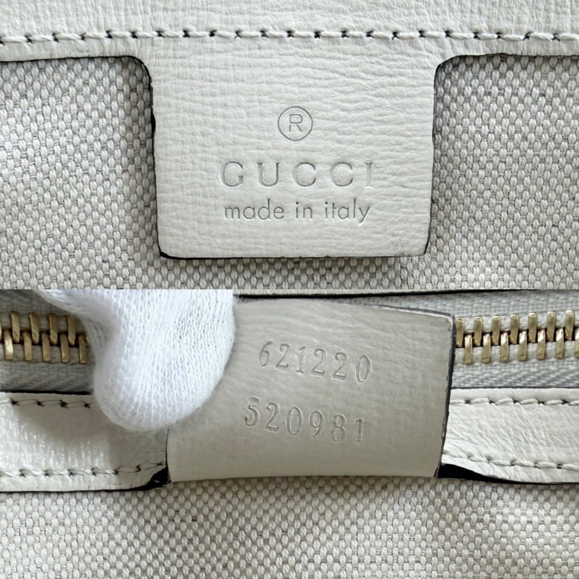 Gucci Beige White Gg Supreme Leather Handbag Shoulder Bag (Pre-Owned)