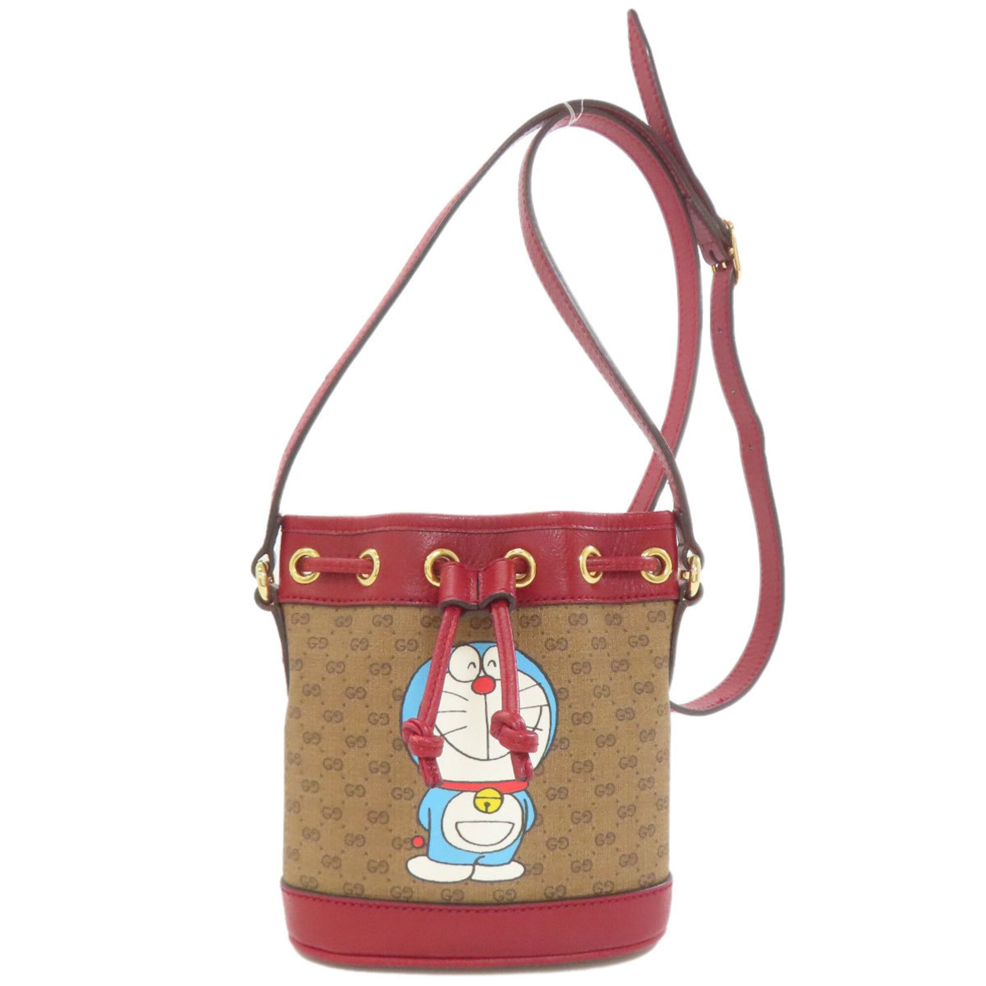 Gucci Brown Red Color Pvc Leather Shoulder Bag (Pre-Owned)