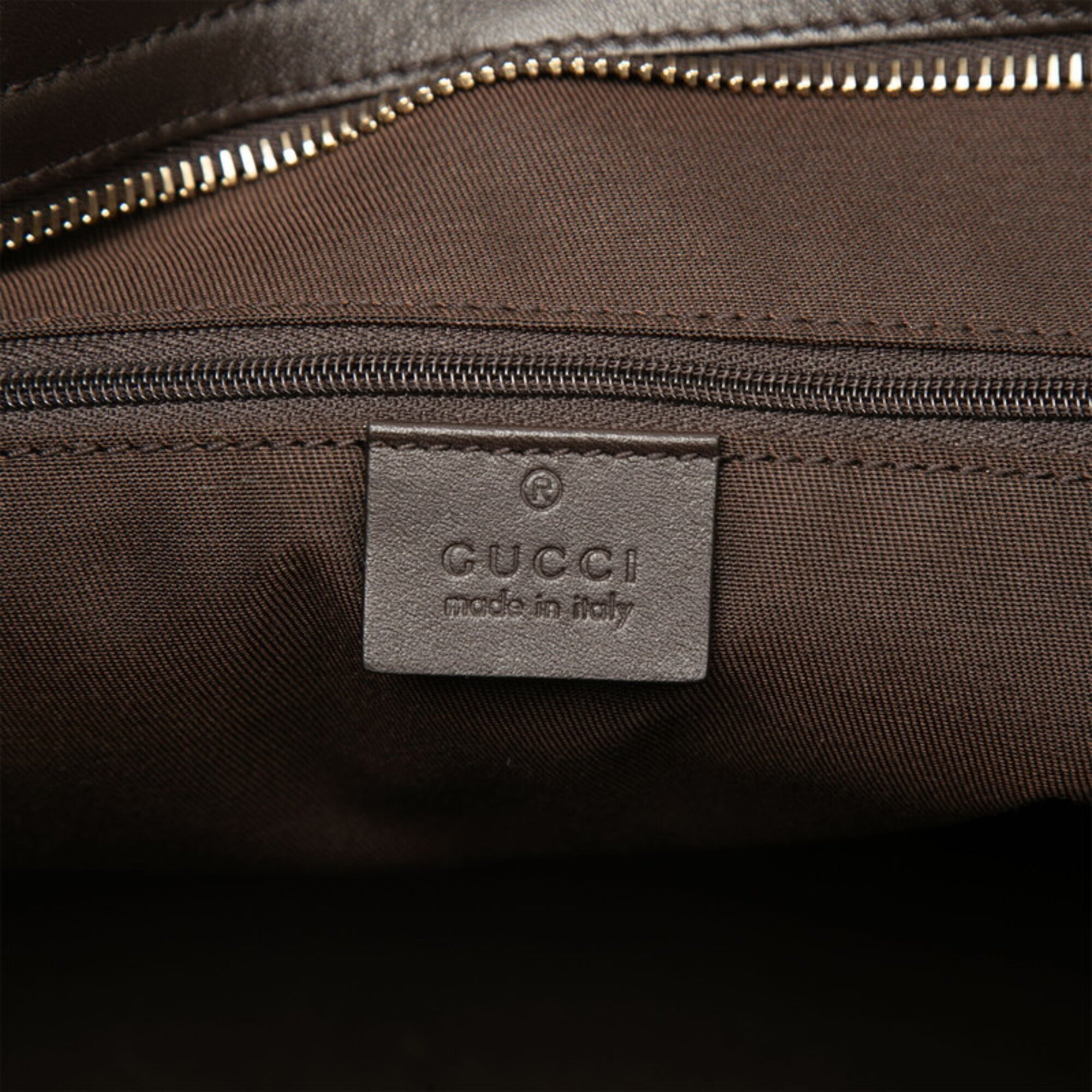 Gucci Beige Brown Canvas Leather Shoulder Bag (Pre-Owned)