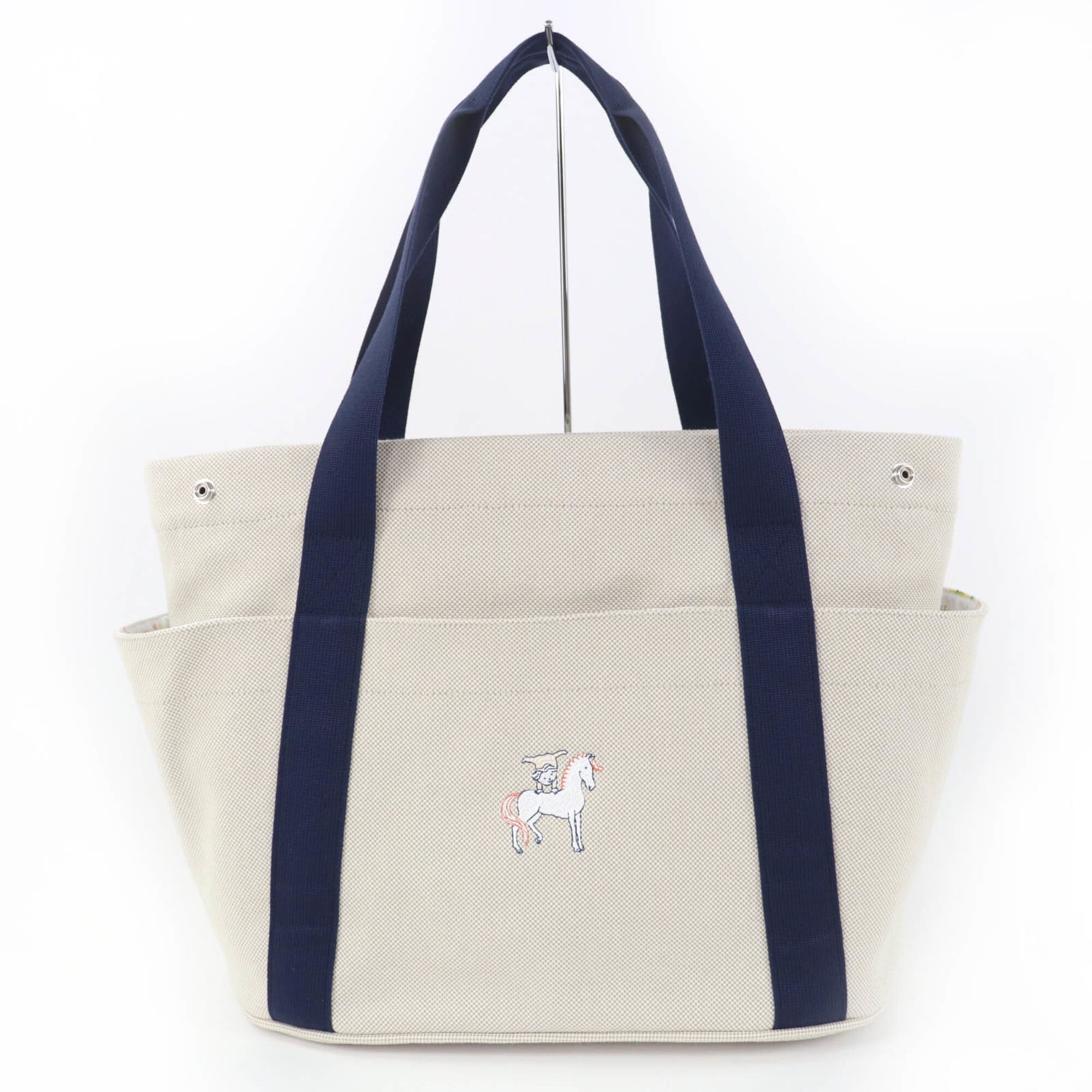 Hermes Light Gray Cotton Polyurethane Polyamide Tote Bag (Pre-Owned)