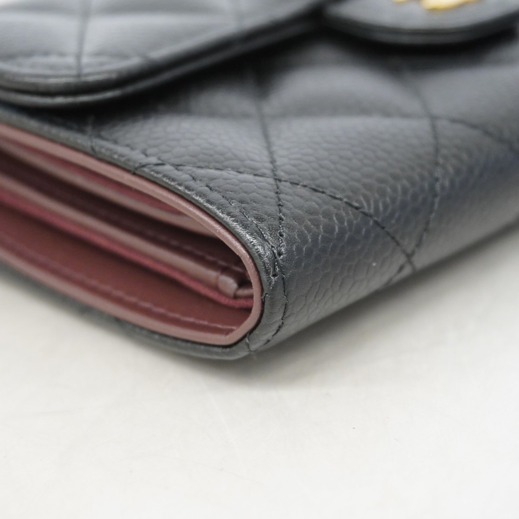 Chanel Black Grained Calfskin Wallet (Tri-Fold) (Pre-Owned)