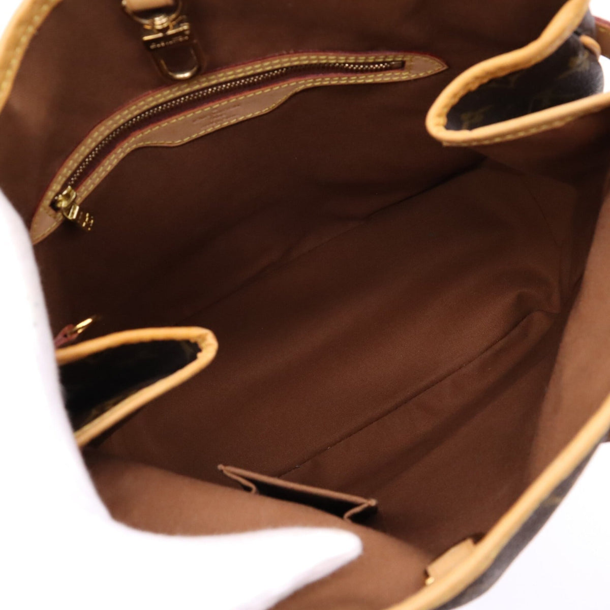 Louis Vuitton Beige Brown Coated Canvas Leather Handbag (Pre-Owned)