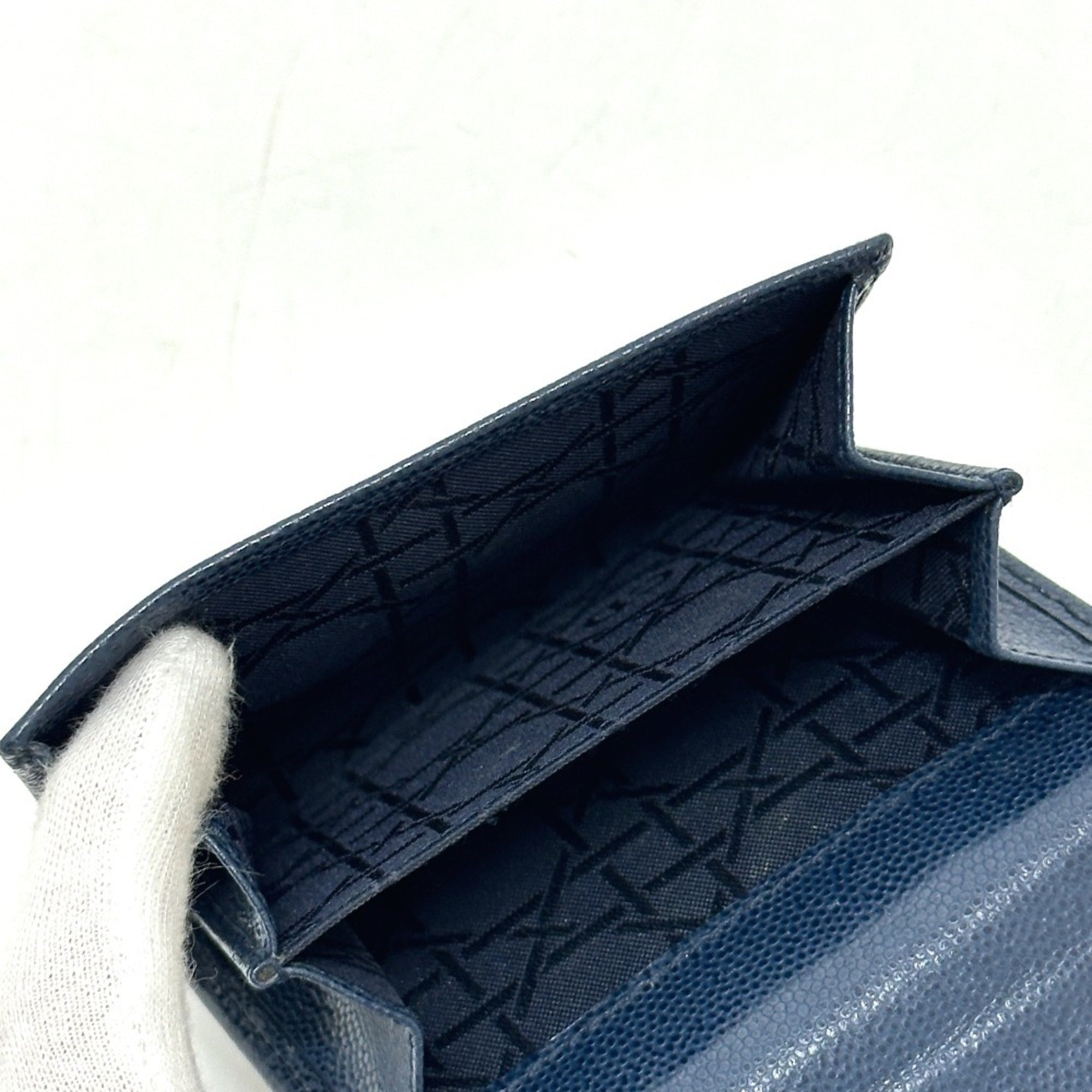 Christian Dior Navy Leather Wallet (Bi-Fold) (Pre-Owned)
