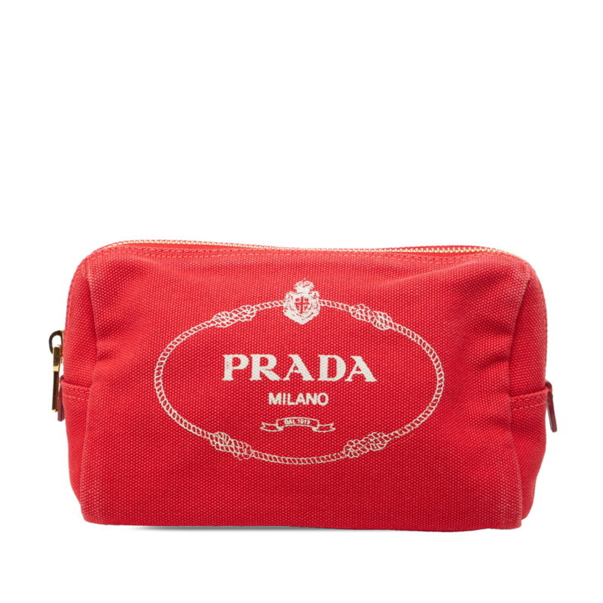 Prada Canapa Red Color Canvas Pouch (Pre-Owned)