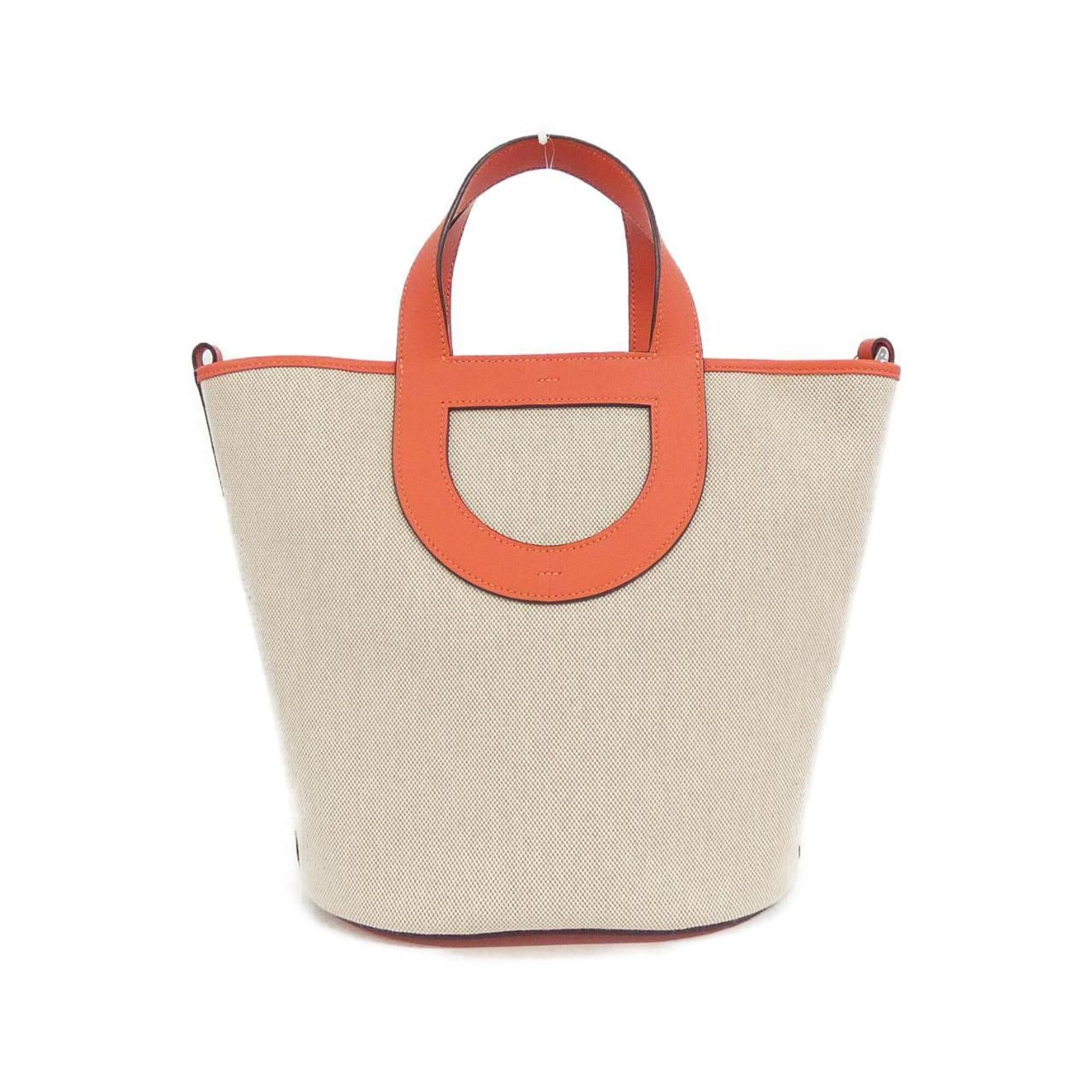 Hermes Beige Ecru Orange Toile H Swift Leather Handbag (Pre-Owned)