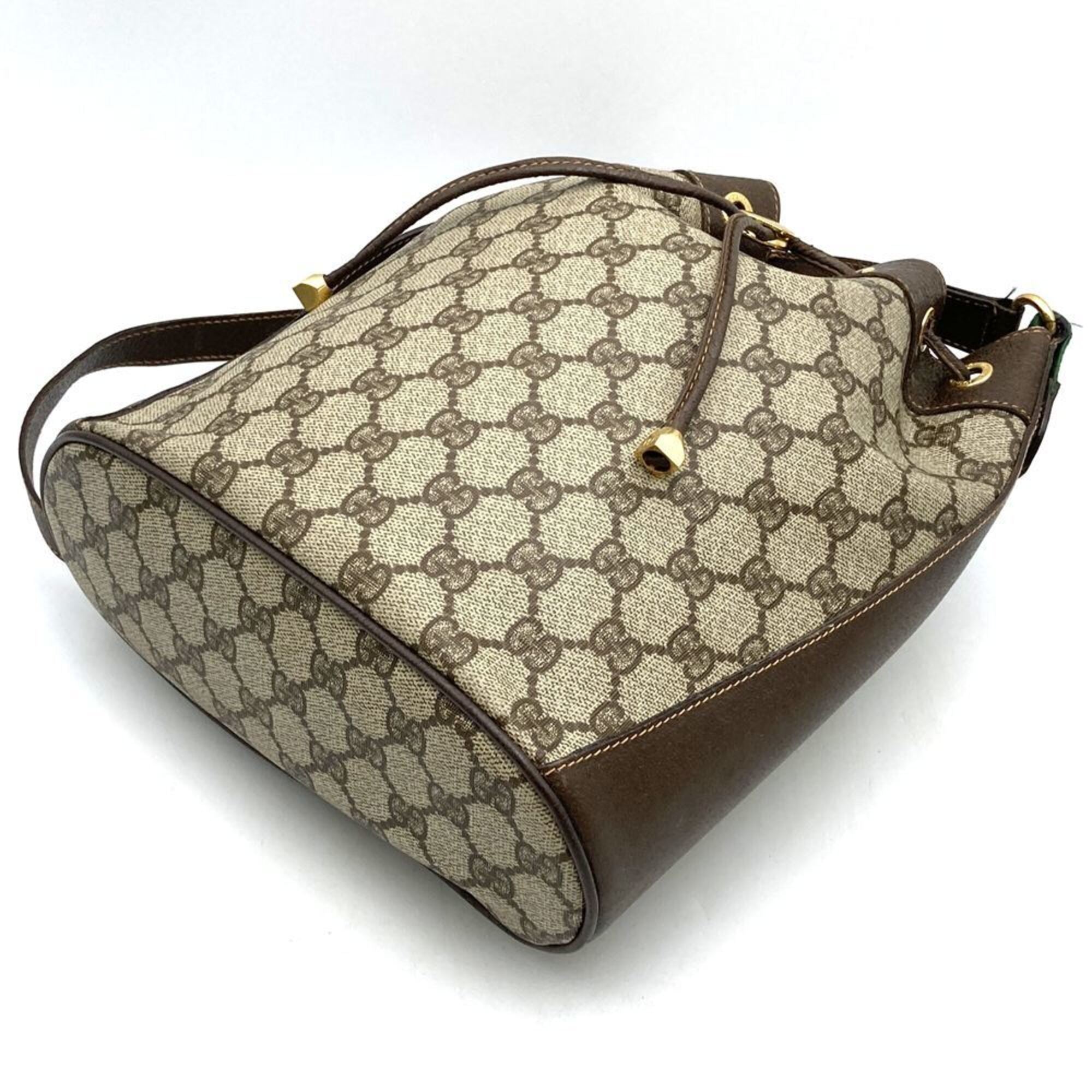 Gucci Beige Brown Gg Supreme Canvas Shoulder Bag (Pre-Owned)