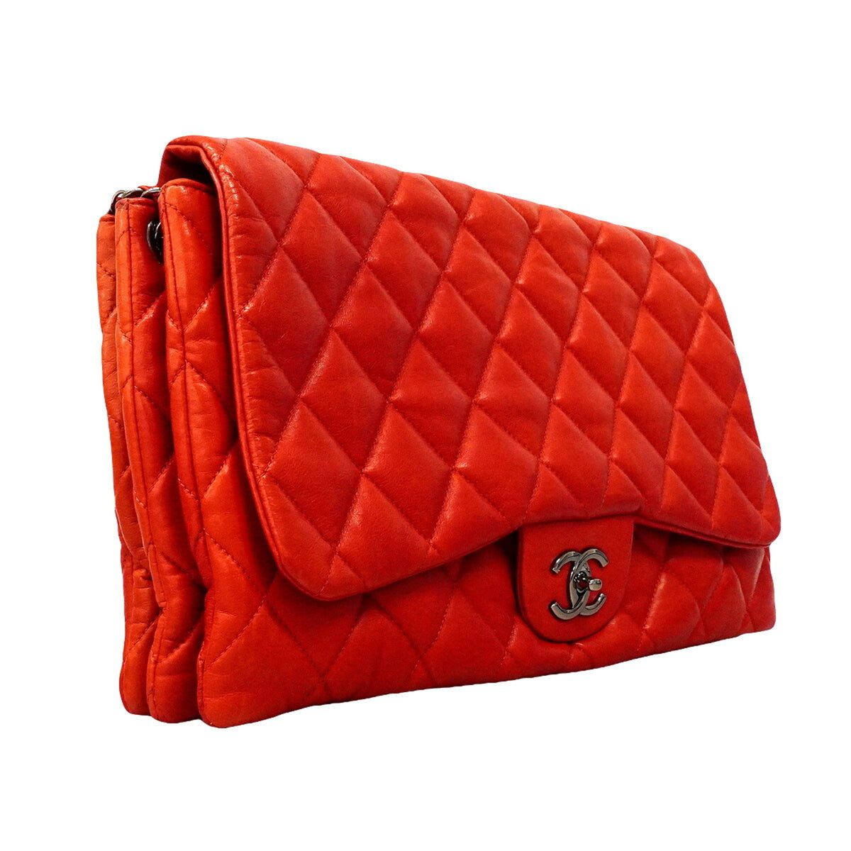 Chanel Red Color Leather Shoulder Bag (Pre-Owned)