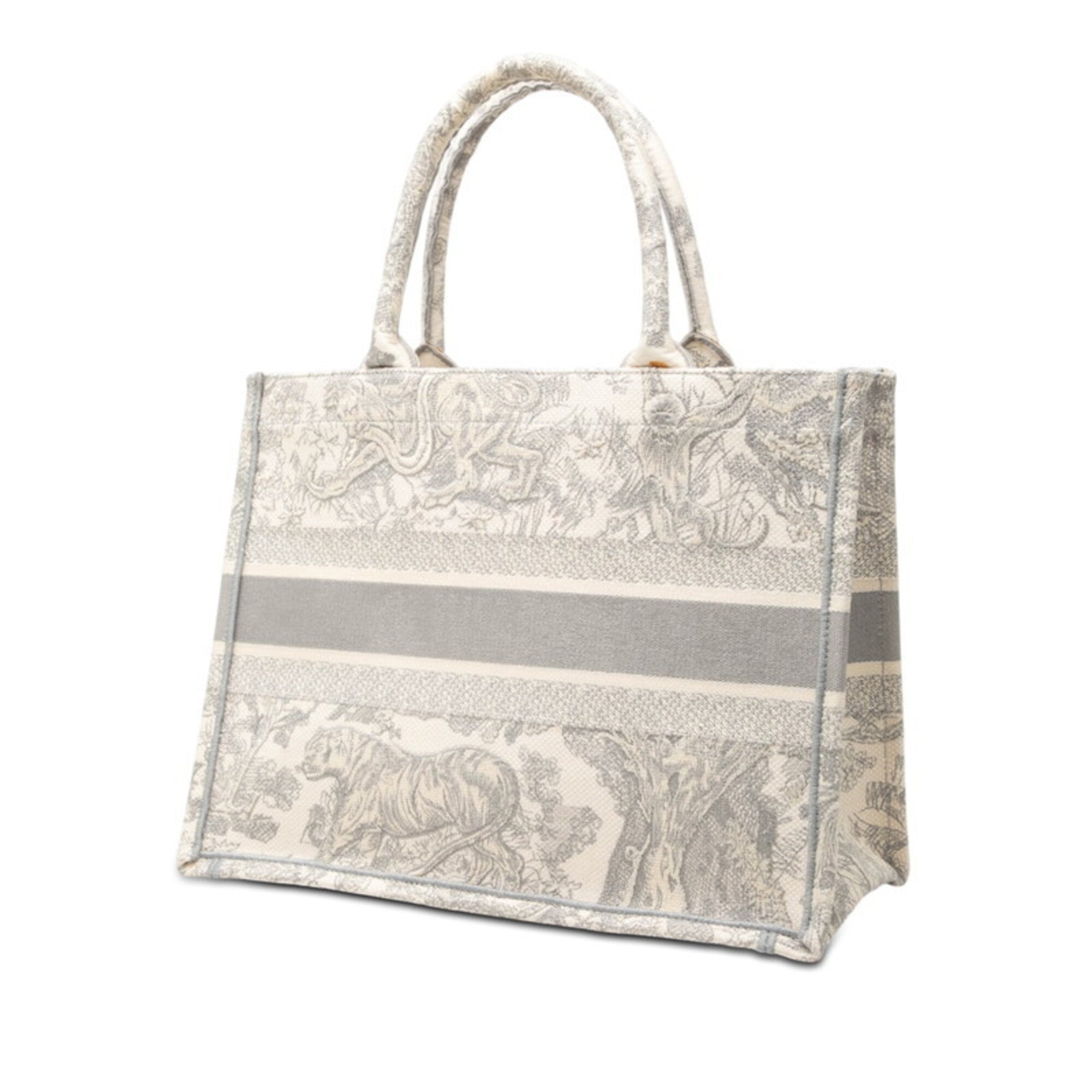 Christian Dior Gray Ivory Canvas Tote Bag (Pre-Owned)