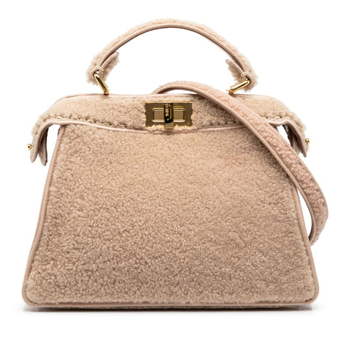Fendi Beige Pink Leather Handbag Shoulder Bag (Pre-Owned)