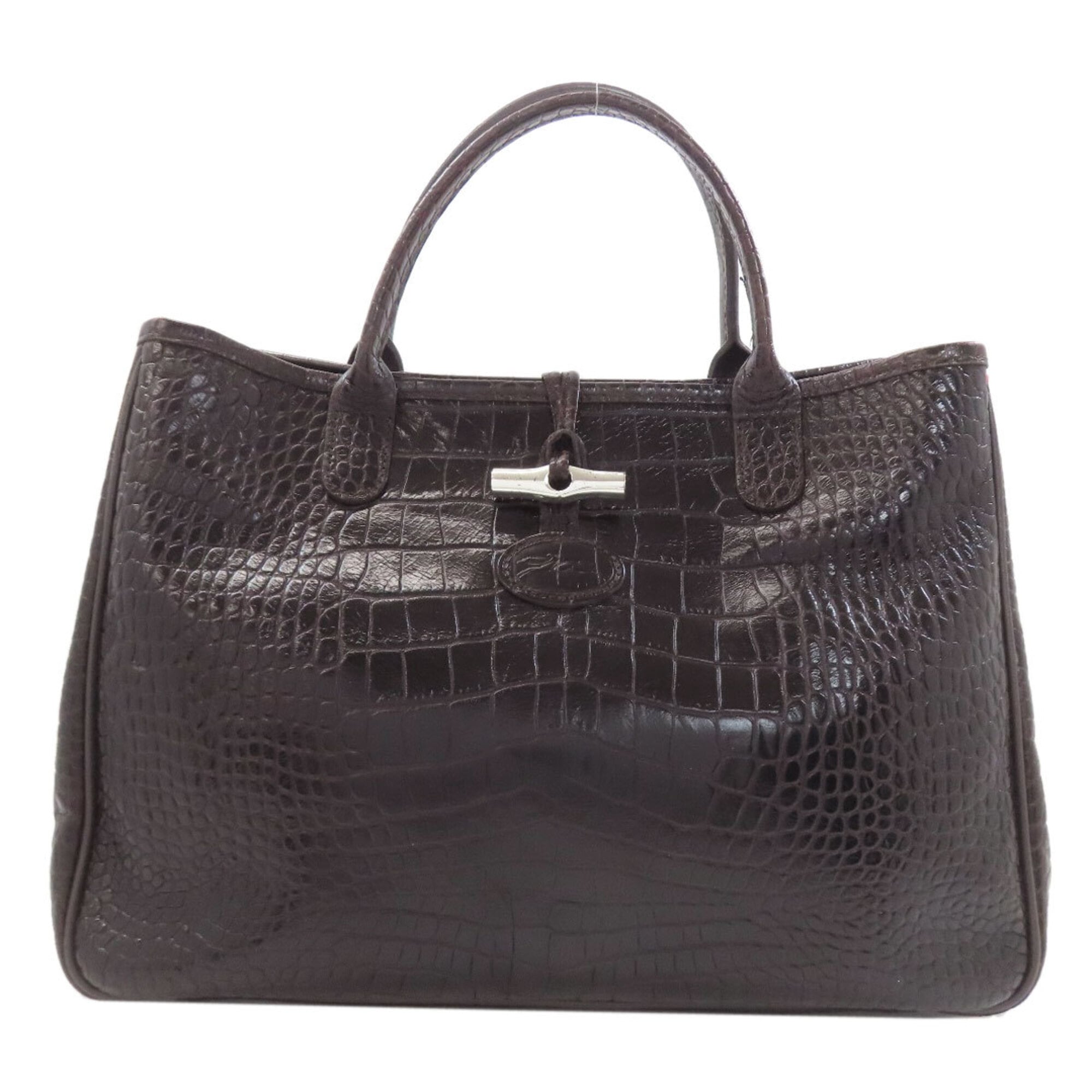 Longchamp Dark Brown Leather Tote Bag (Pre-Owned)