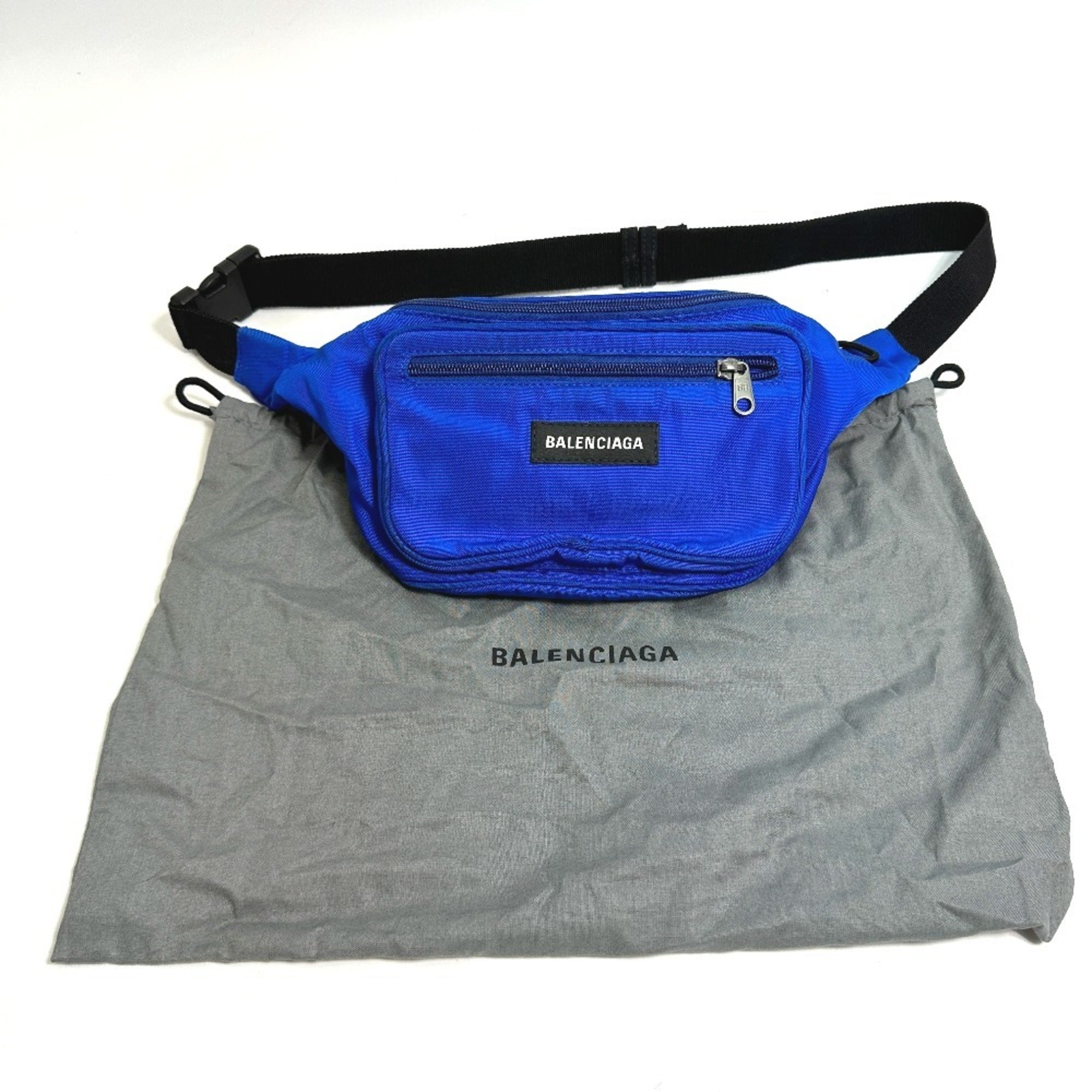 Balenciaga Black Blue Nylon Fanny Pack Shoulder Bag Sling Bag (Pre-Owned)
