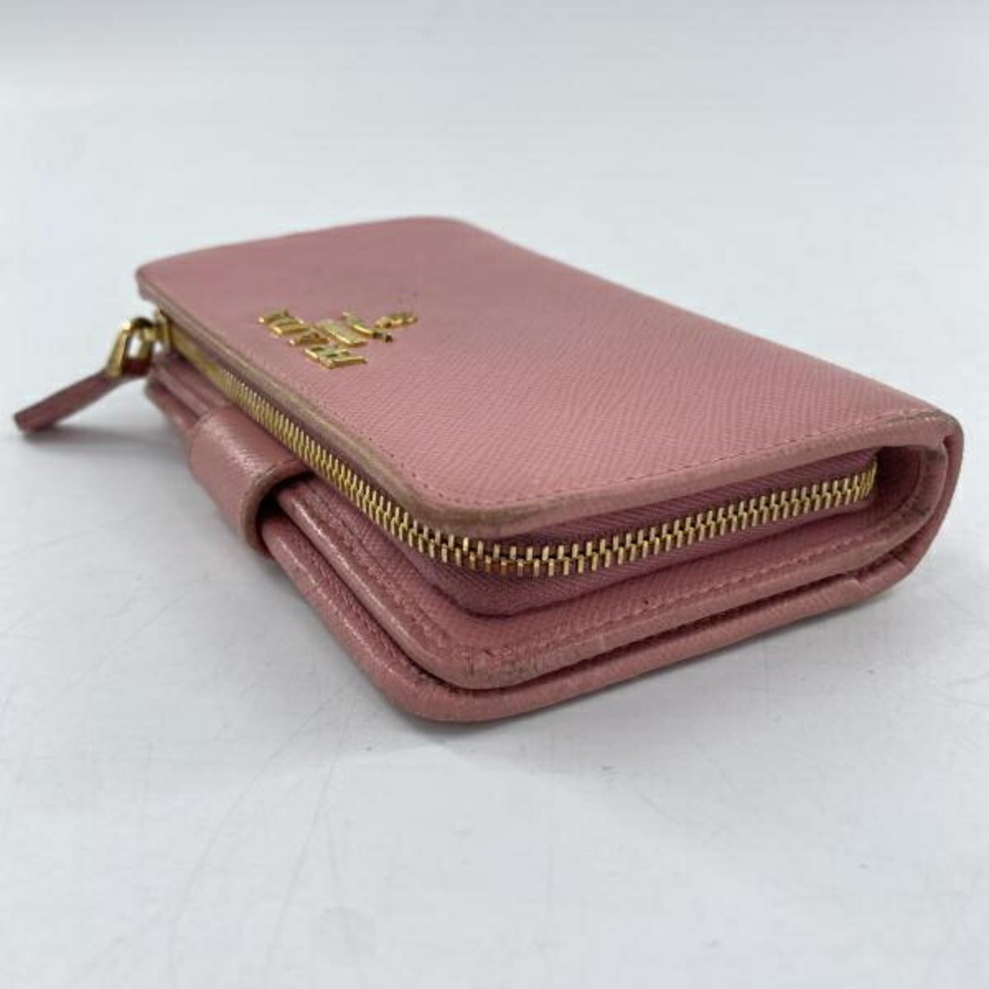 Prada Pink Saffiano Triangle Wallet (Bi-Fold) (Pre-Owned)
