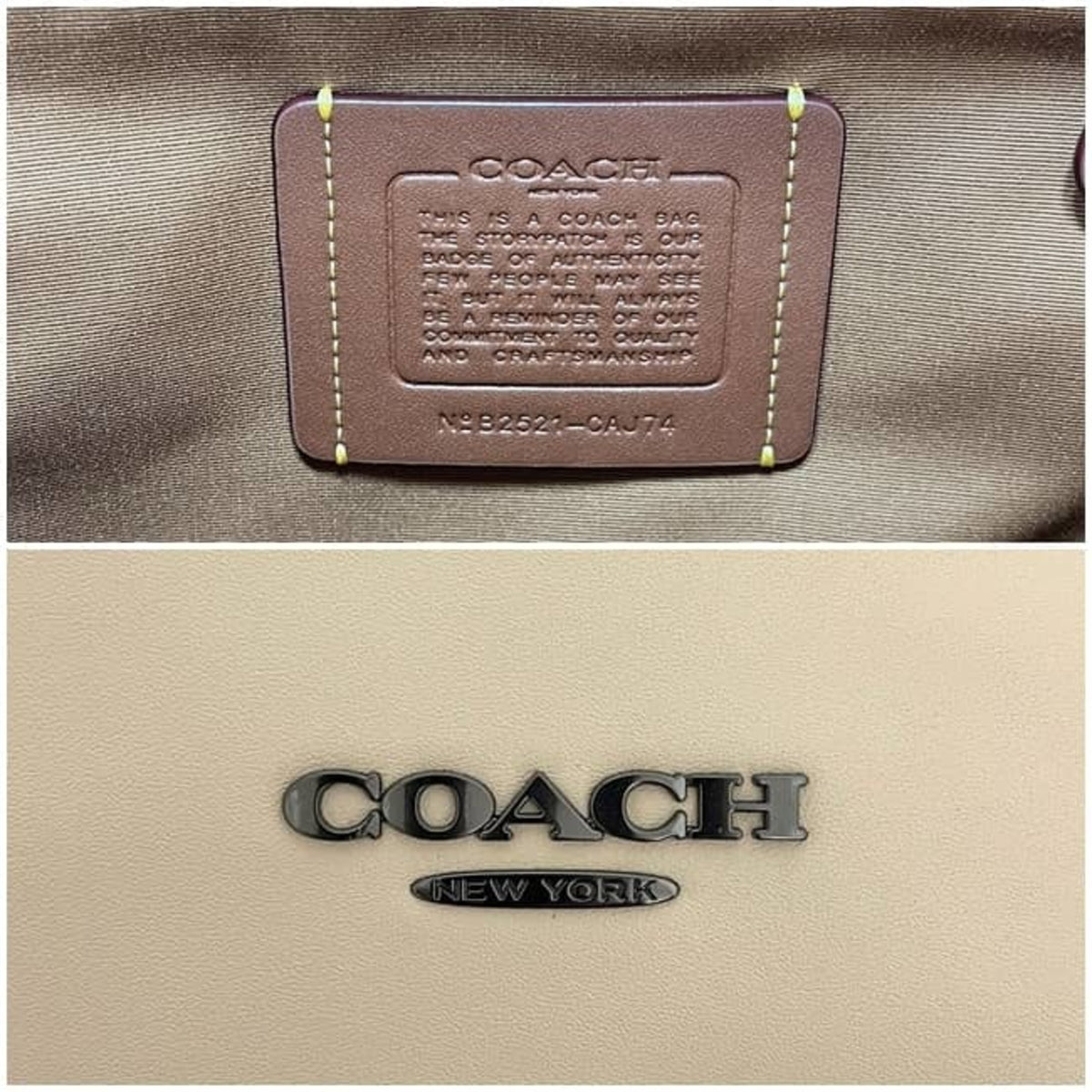 Coach Signature Beige White Leather Backpack (Pre-Owned)