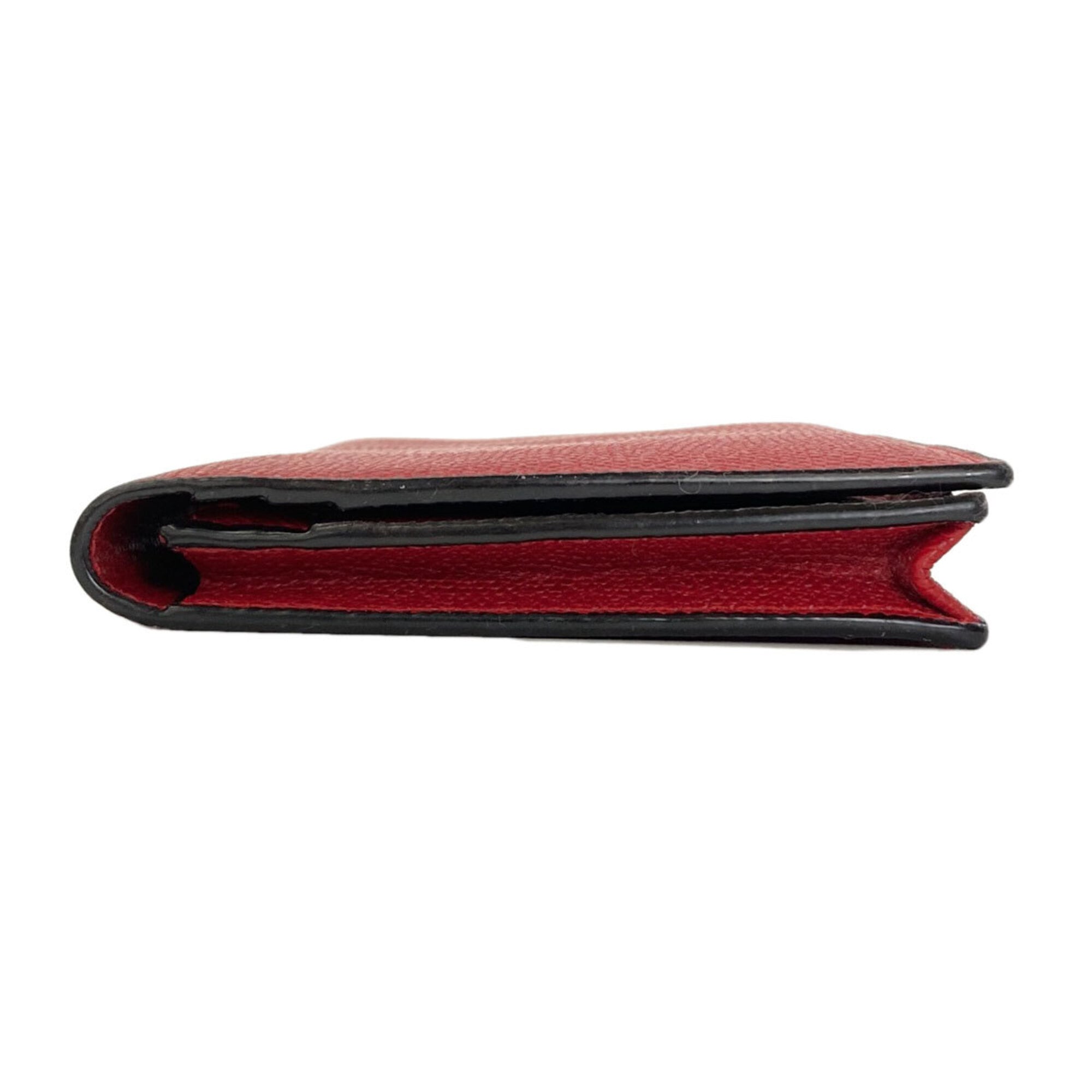 Valextra Red Color Leather Long Wallet (Bi-Fold) (Pre-Owned)