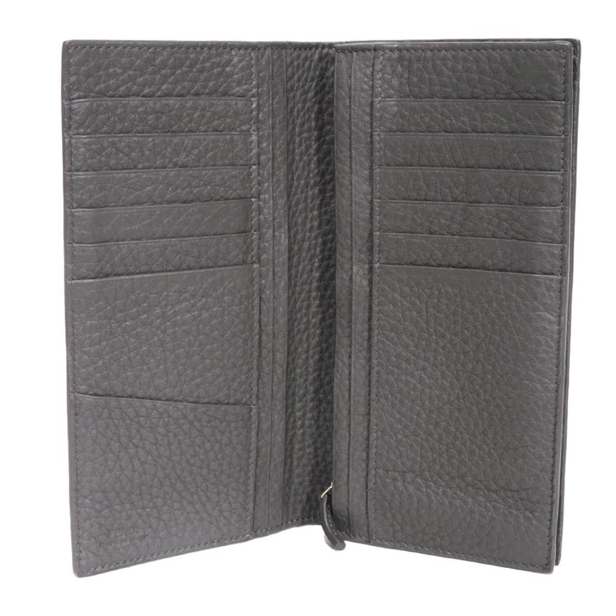 Fendi Gray Leather Long Wallet (Bi-Fold) (Pre-Owned)