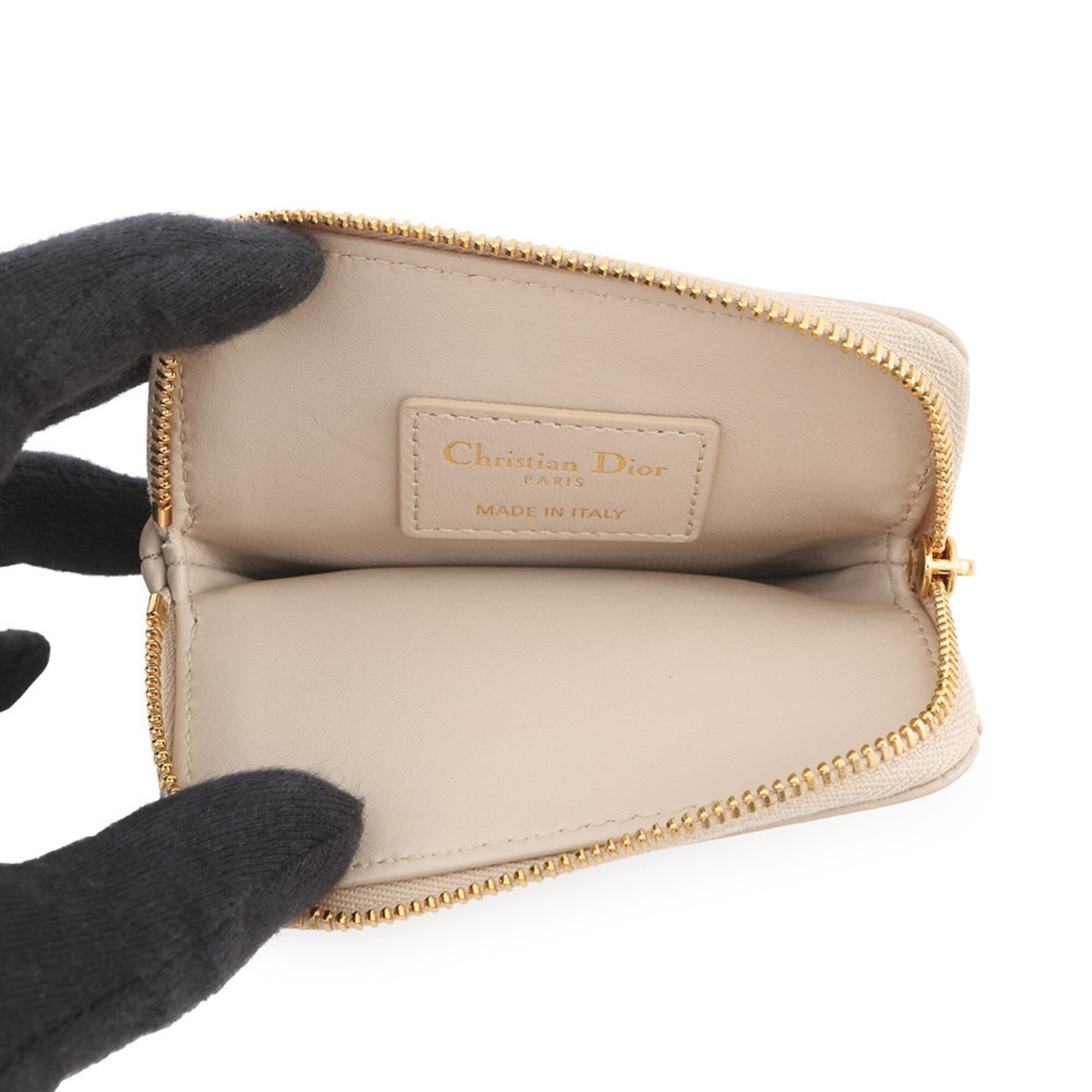 Christian Dior Beige Leather Coin Purse/Coin Case (Pre-Owned)