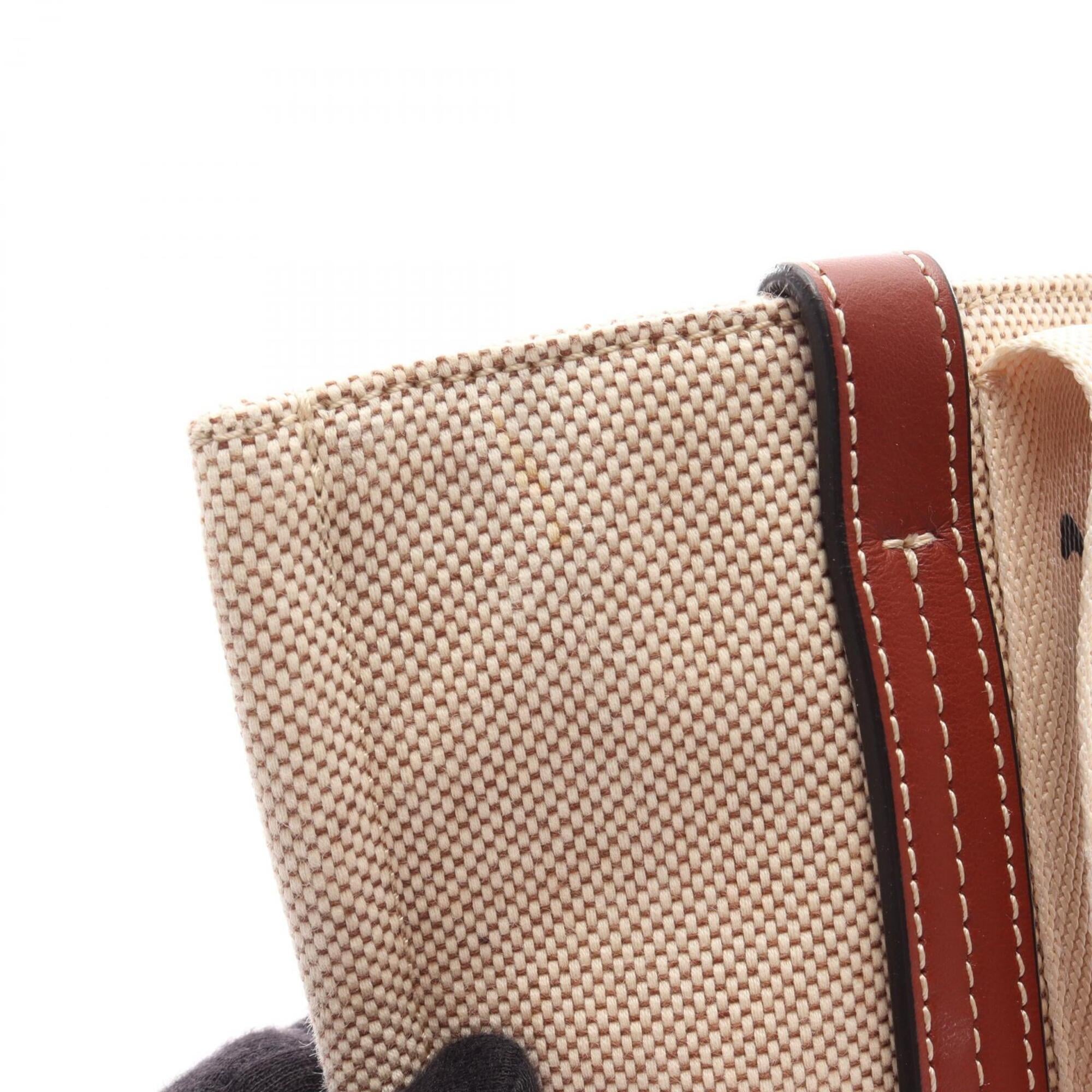 Chloé Beige Brown Canvas Leather Handbag Tote Bag (Pre-Owned)