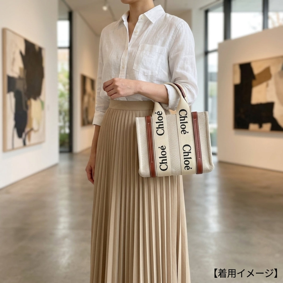 Chloé Beige Brown Canvas Leather Handbag (Pre-Owned)