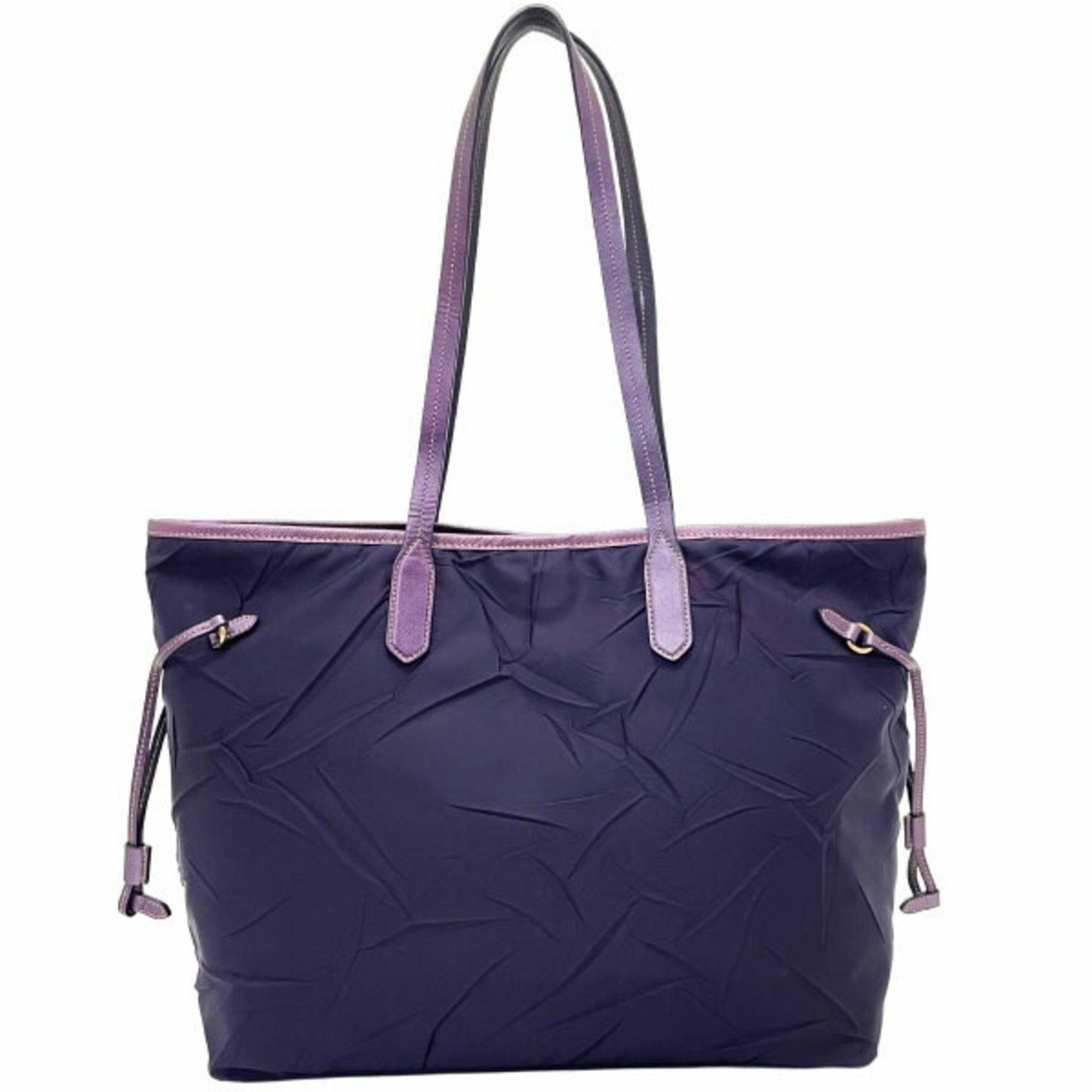 Prada Saffiano Purple Nylon Leather Handbag Shoulder Bag Tote Bag (Pre-Owned)