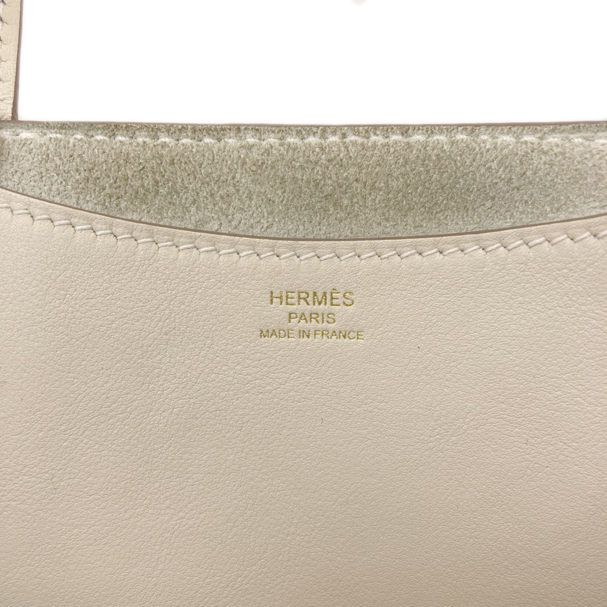 Hermes Cream Taurillon Clemence Leather Handbag (Pre-Owned)