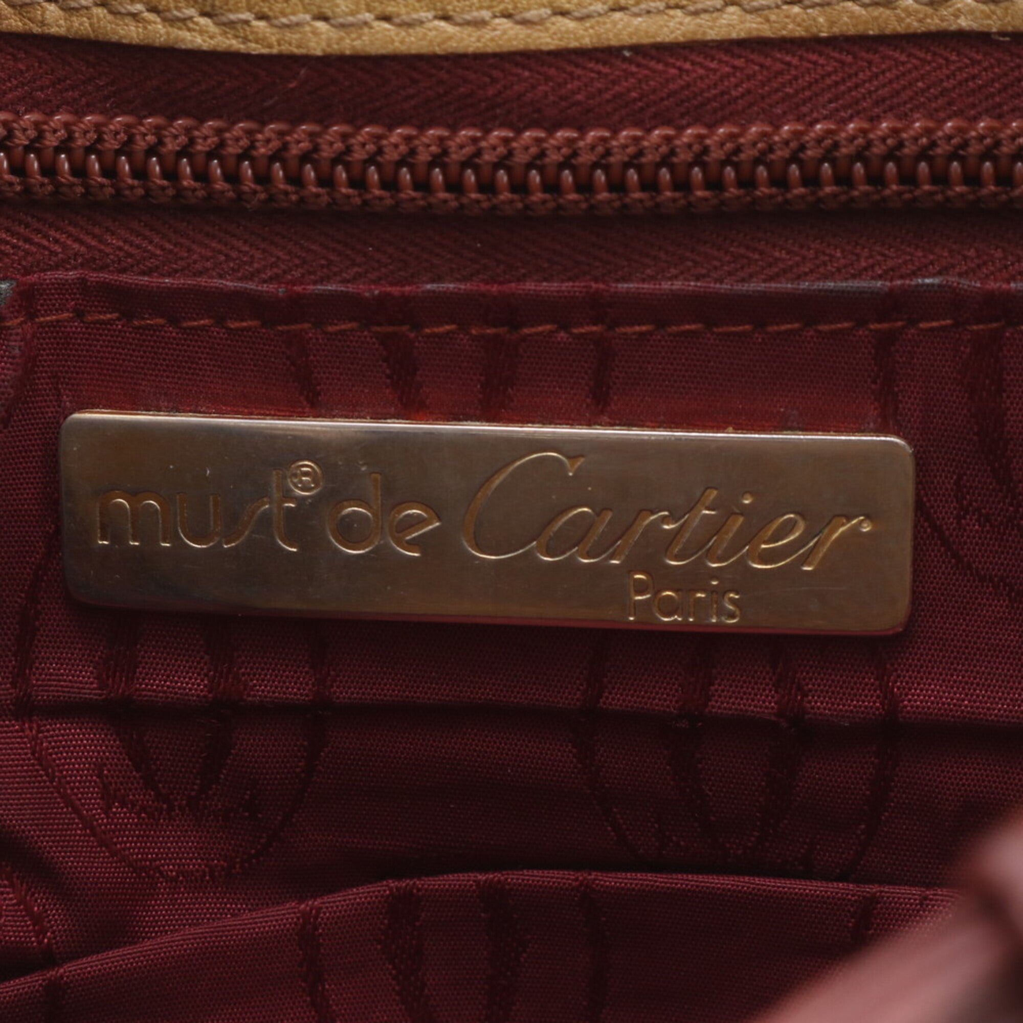 Cartier Must Red Color Yellow Leather Handbag Shoulder Bag Tote Bag (Pre-Owned)