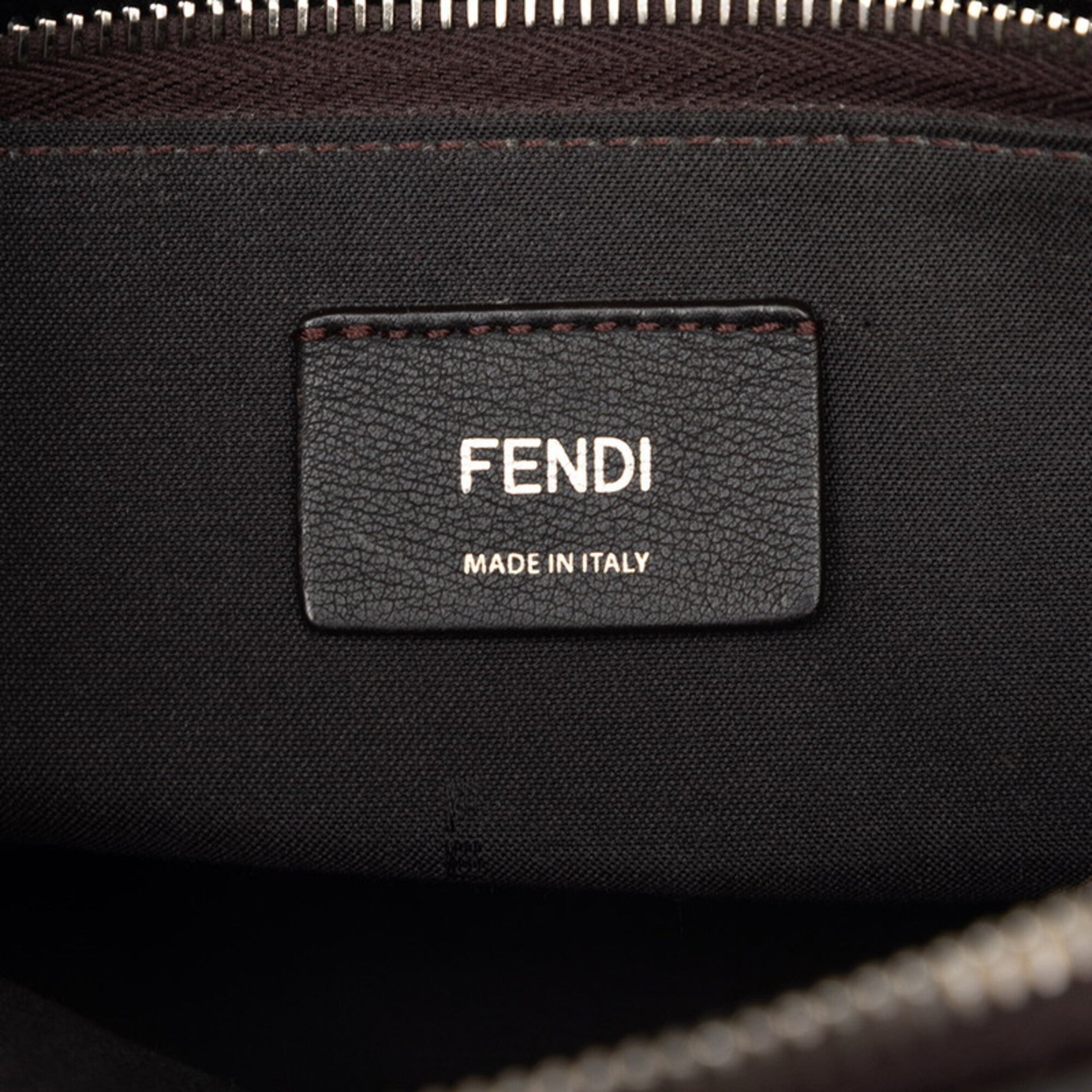 Fendi Black Gray Leather Handbag Shoulder Bag (Pre-Owned)