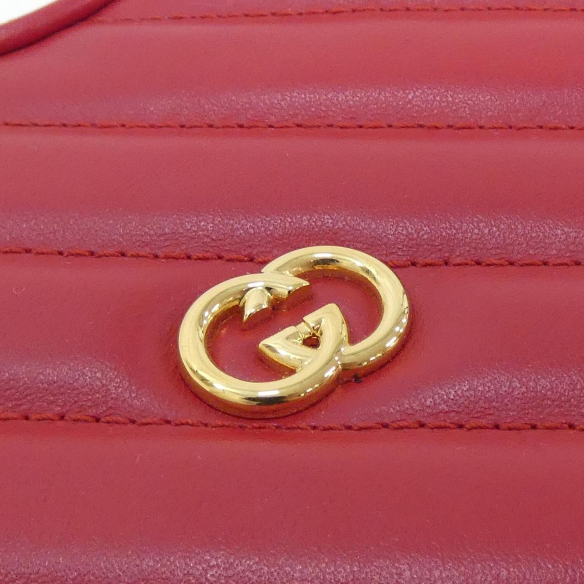 Gucci Red Color Leather Shoulder Bag (Pre-Owned)