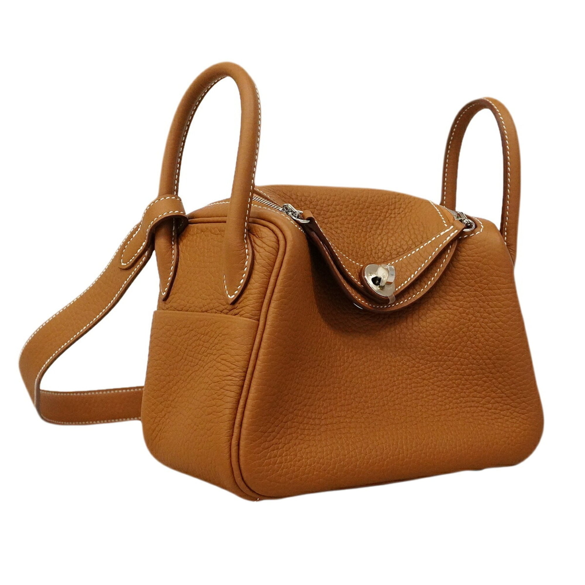 Hermes Gold Taurillon Clemence Leather Handbag (Pre-Owned)