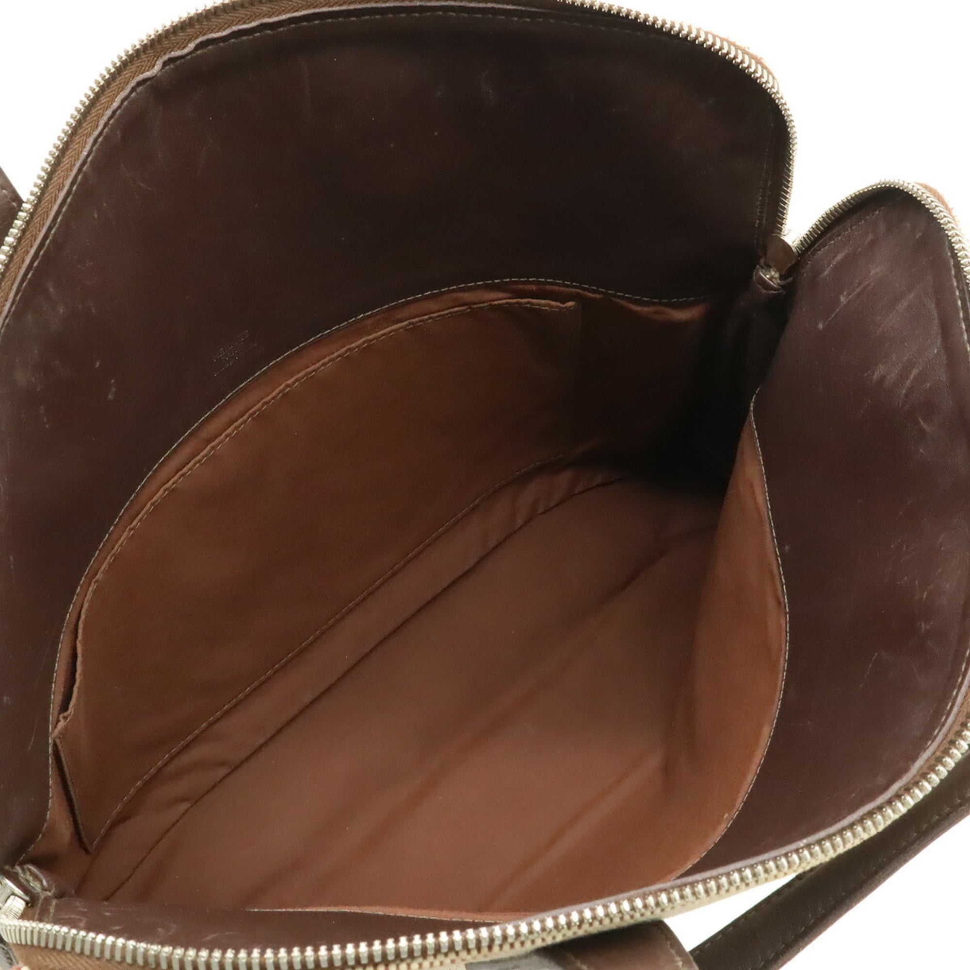 Hermes Brown Natural Canvas Leather Handbag Tote Bag (Pre-Owned)