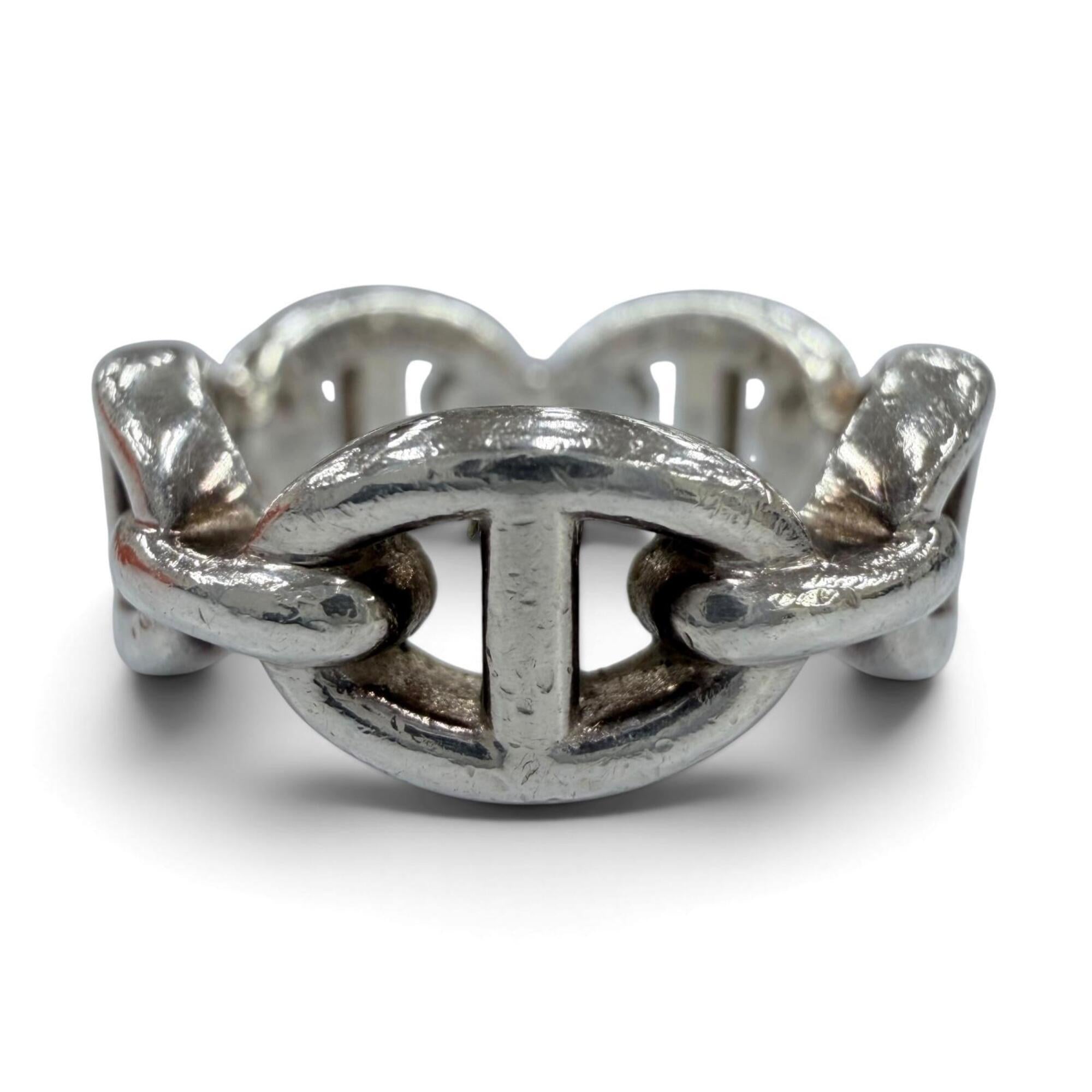Hermes Silver Silver 925 Band Ring (Pre-Owned)