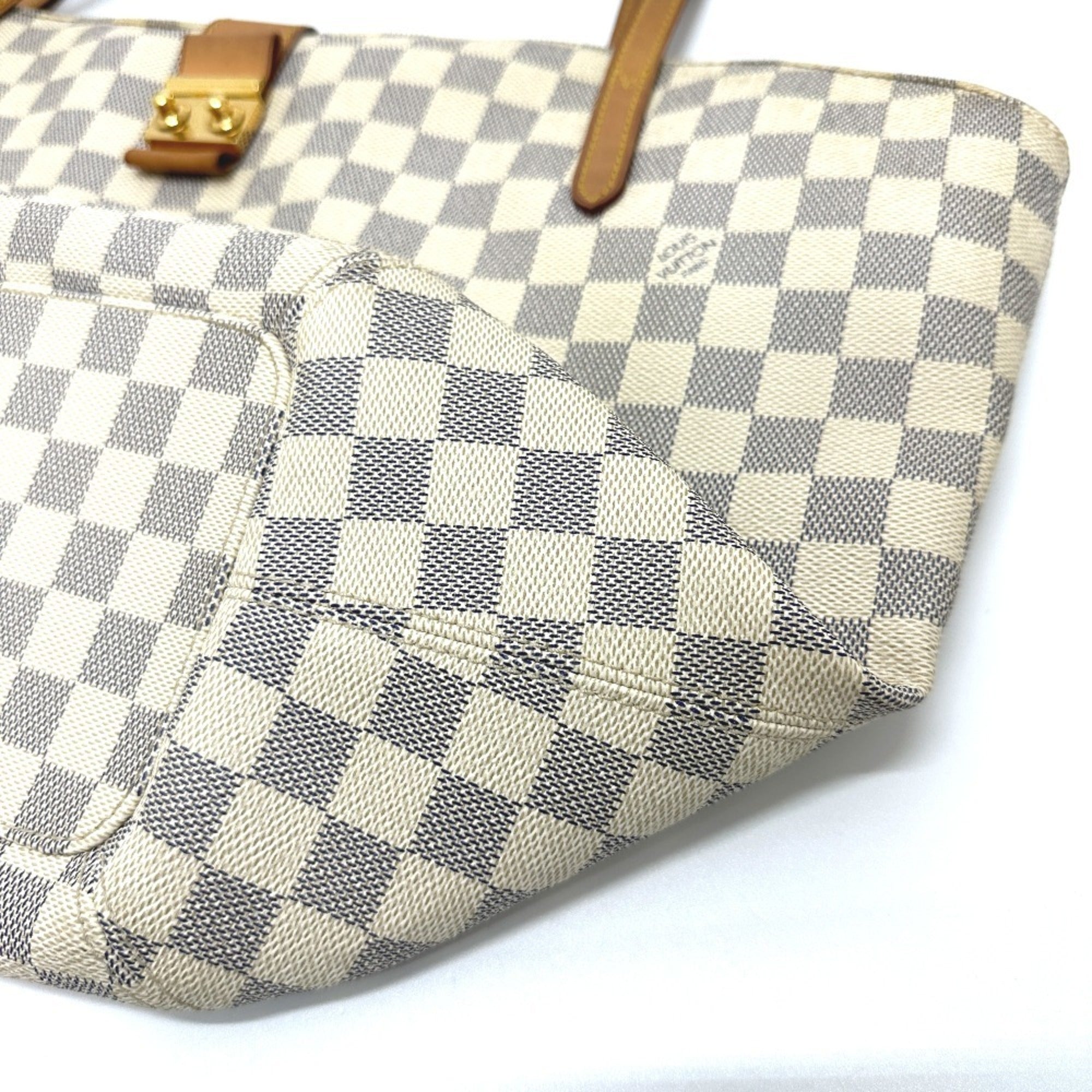 Louis Vuitton White Damier Azur Shoulder Bag Tote Bag (Pre-Owned)