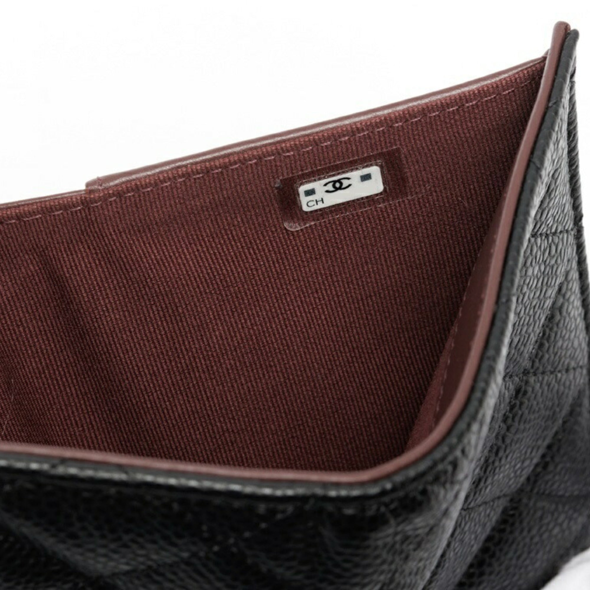 Chanel Black Grained Calfskin Wallet (Tri-Fold) (Pre-Owned)