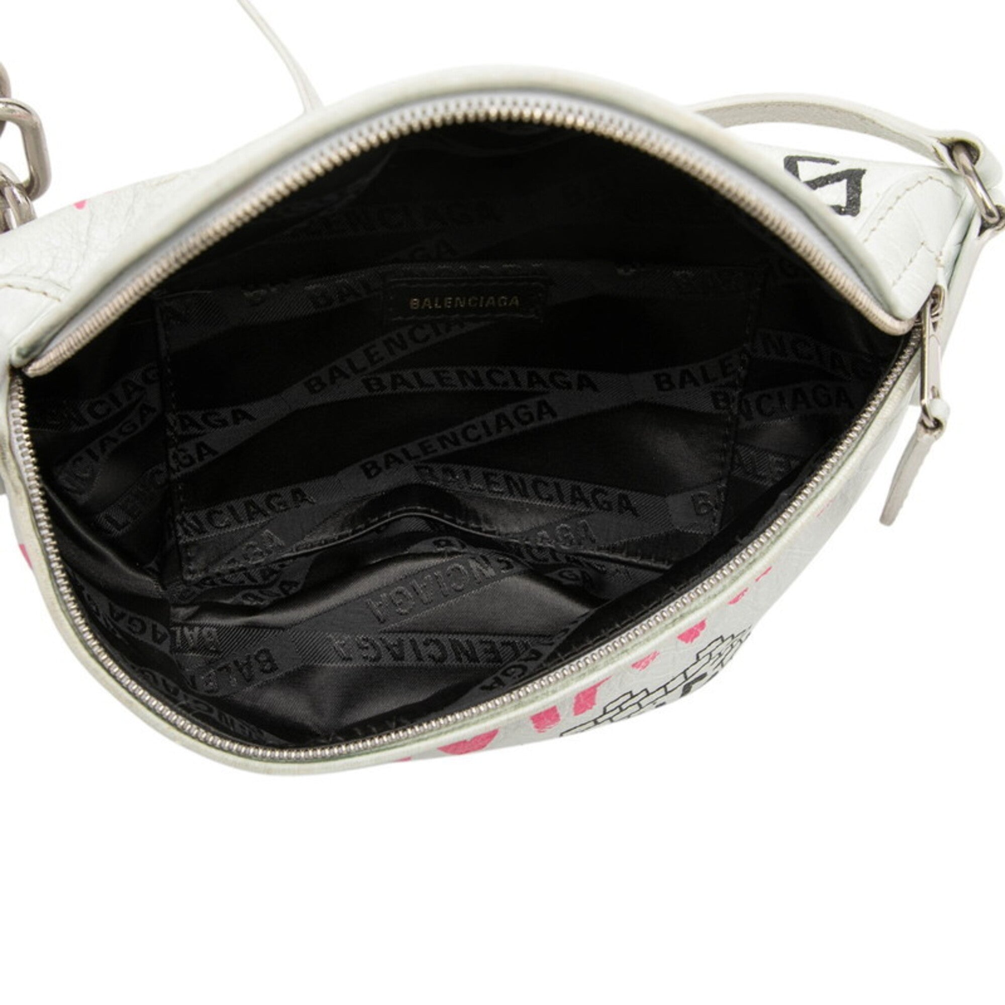 Balenciaga Black Pink White Leather Shoulder Bag (Pre-Owned)