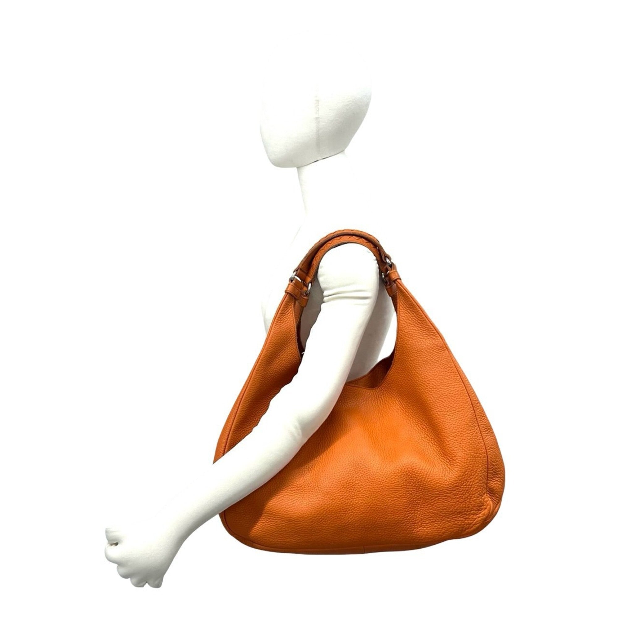 Bottega Veneta Orange Leather Handbag Shoulder Bag Tote Bag (Pre-Owned)