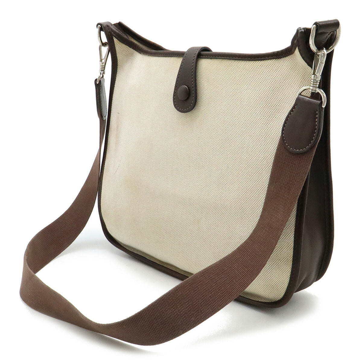 Hermes Dark Brown Natural Toile H Leather Shoulder Bag (Pre-Owned)