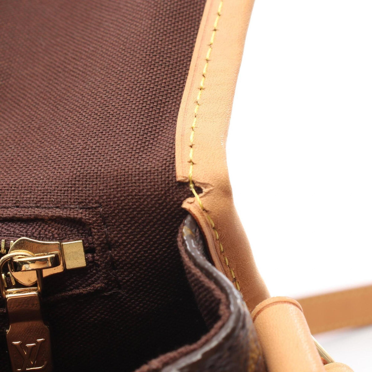Louis Vuitton Brown Coated Canvas Monogram Leather Handbag Shoulder Bag (Pre-Owned)