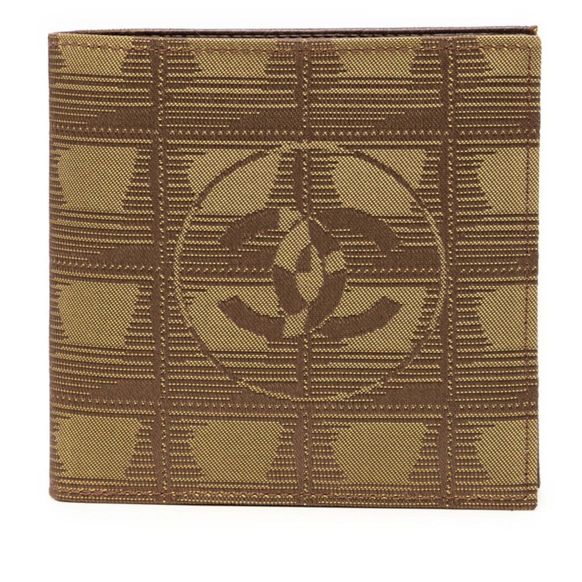 Chanel Khaki Nylon Leather Wallet (Bi-Fold) (Pre-Owned)