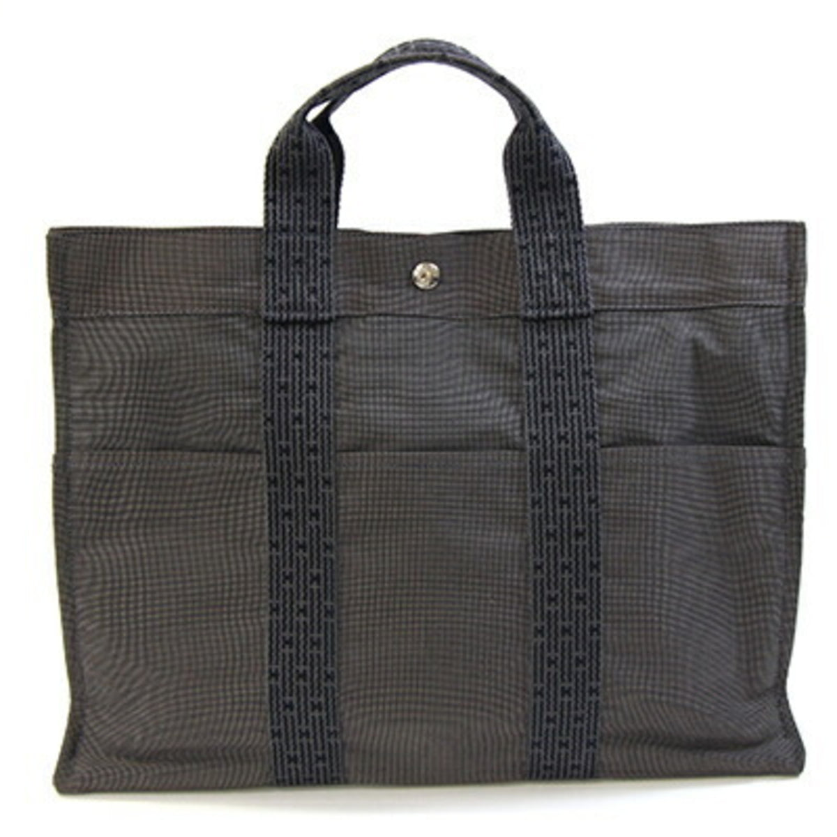 Hermes Her Line Gray Canvas Handbag Tote Bag (Pre-Owned)