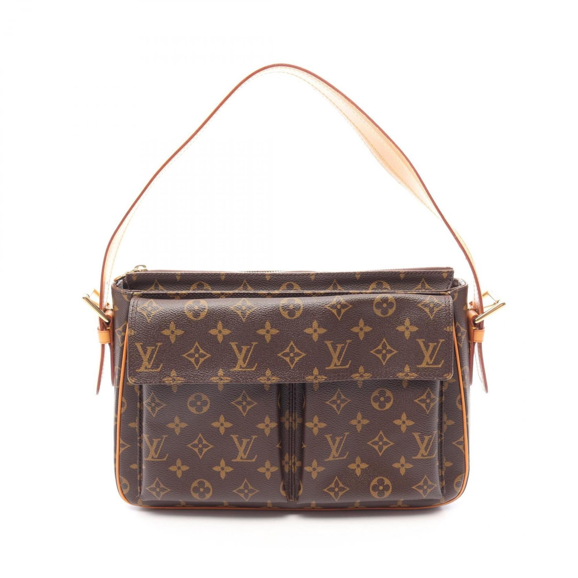 Louis Vuitton Brown Coated Canvas Leather Handbag Shoulder Bag (Pre-Owned)