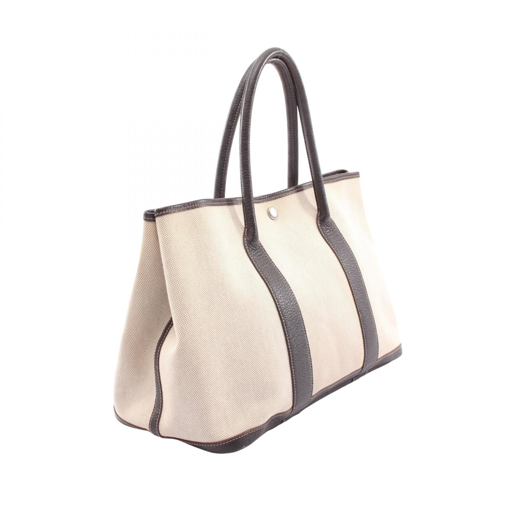 Hermes Brown Ivory Toile H Buffalo Leather Handbag Tote Bag (Pre-Owned)