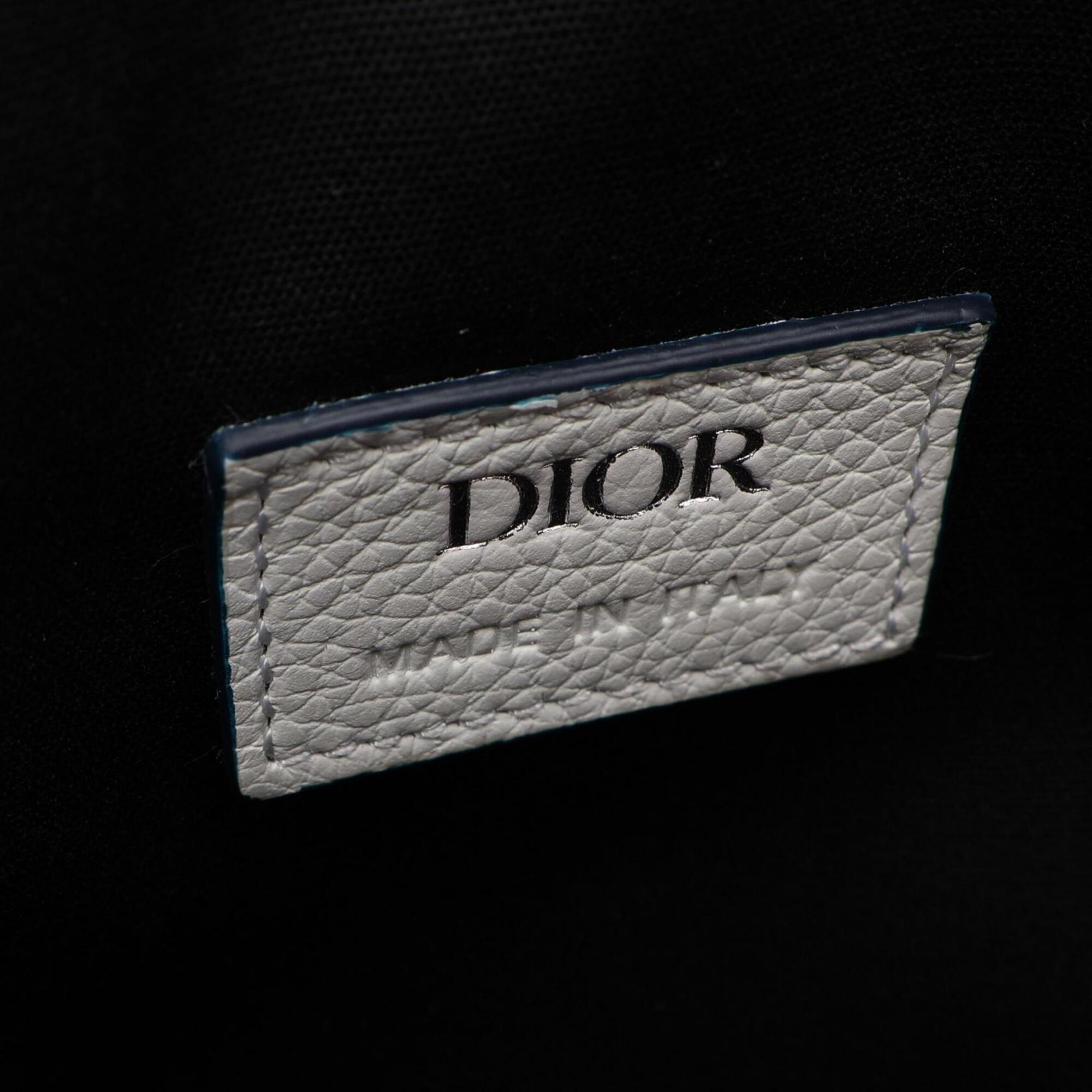 Christian Dior Navy Red Color White Leather Fanny Pack Handbag Saddle Bag (Pre-Owned)