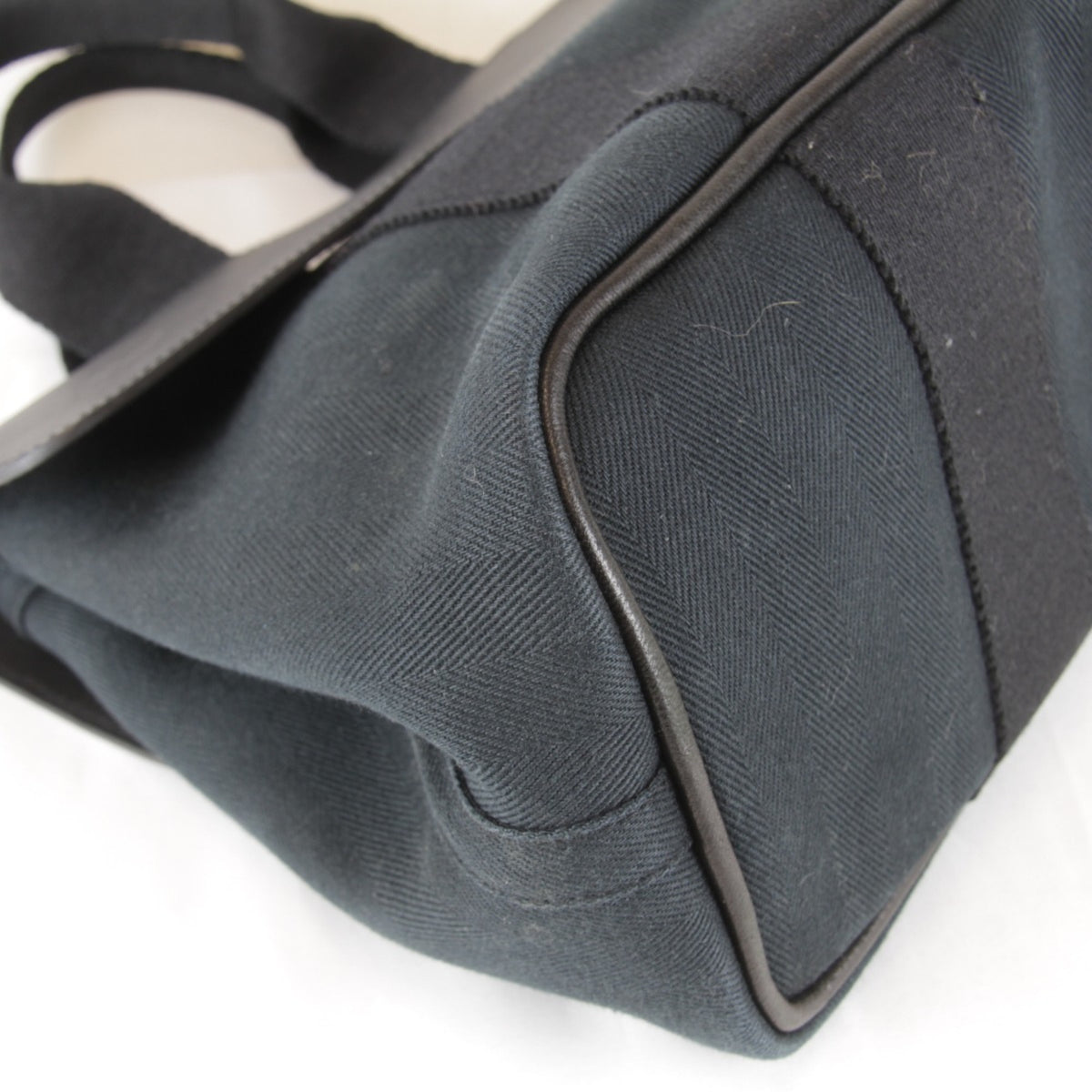 Hermes Black White Toile Chevron Handbag Pouch (Pre-Owned)