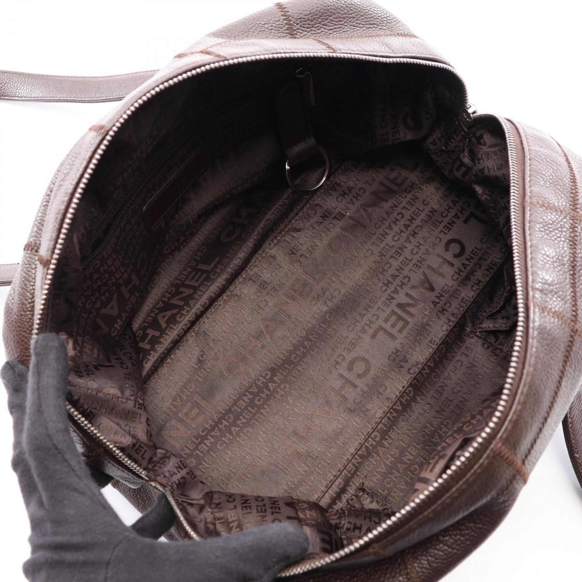 Chanel Brown Grained Calfskin Handbag Shoulder Bag (Pre-Owned)